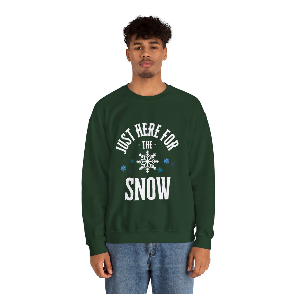 ‘Here For The Snow’ White Print Crewneck