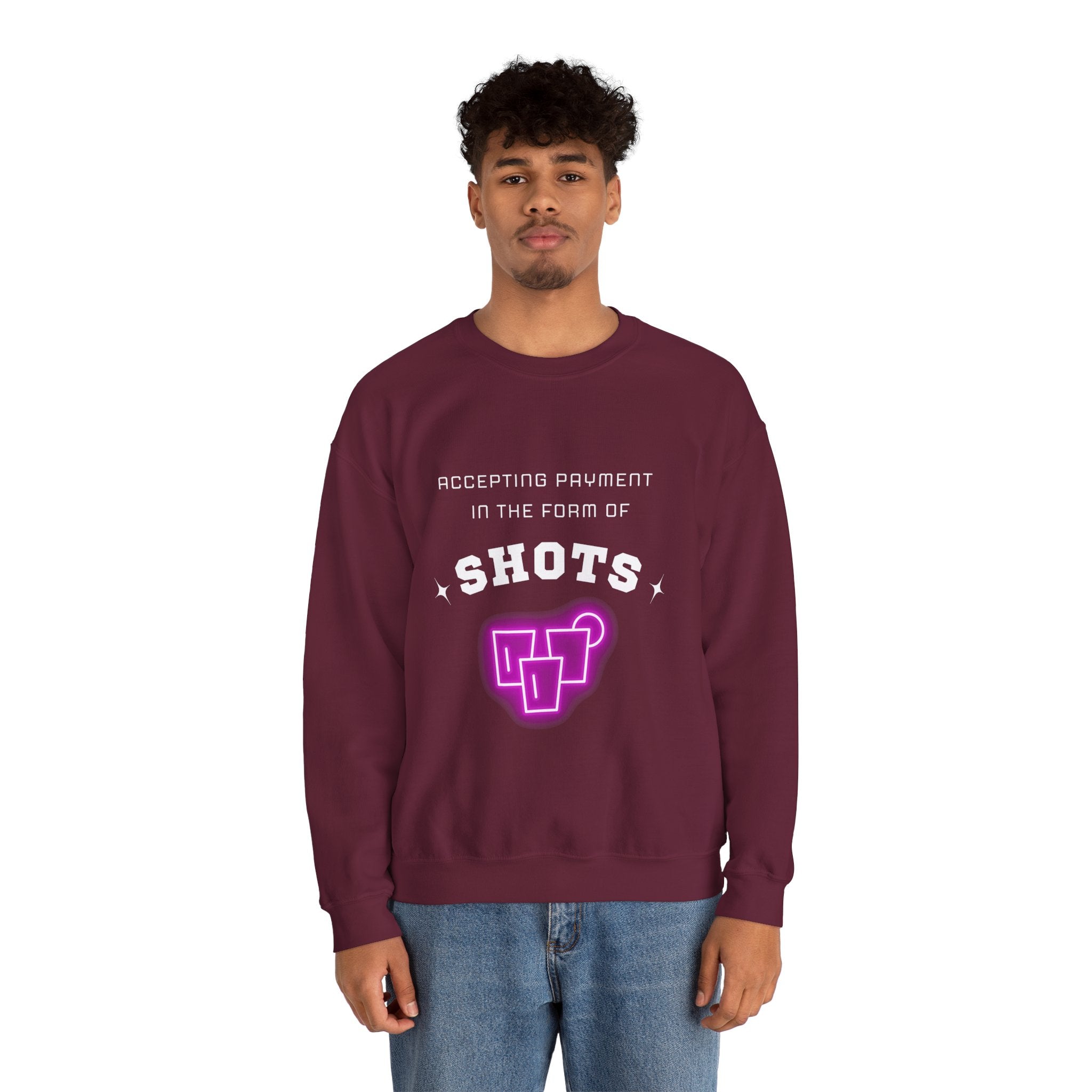 ‘Accepting $hots’ White Print Crewneck