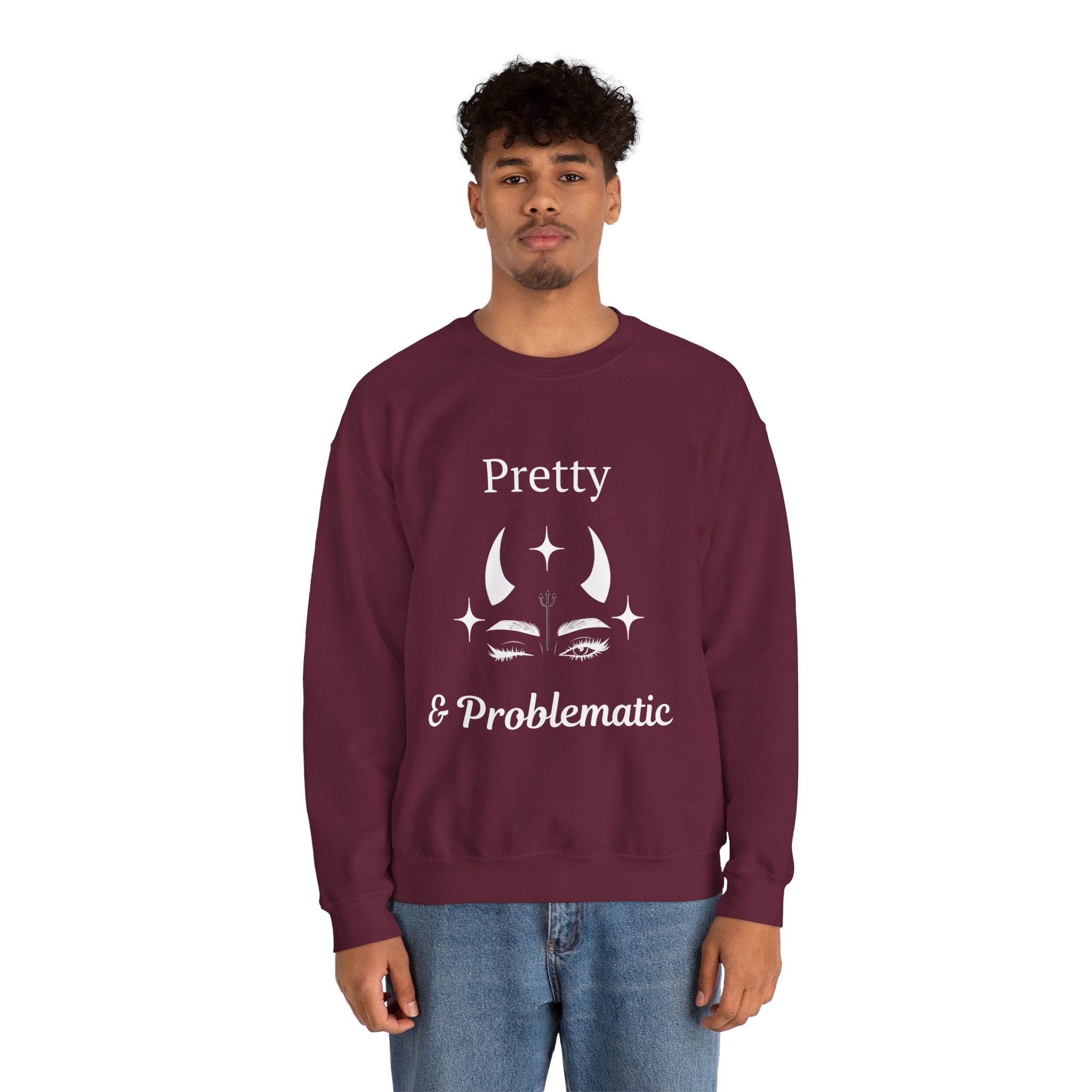 ‘Pretty & Problematic’ White Print Crewneck