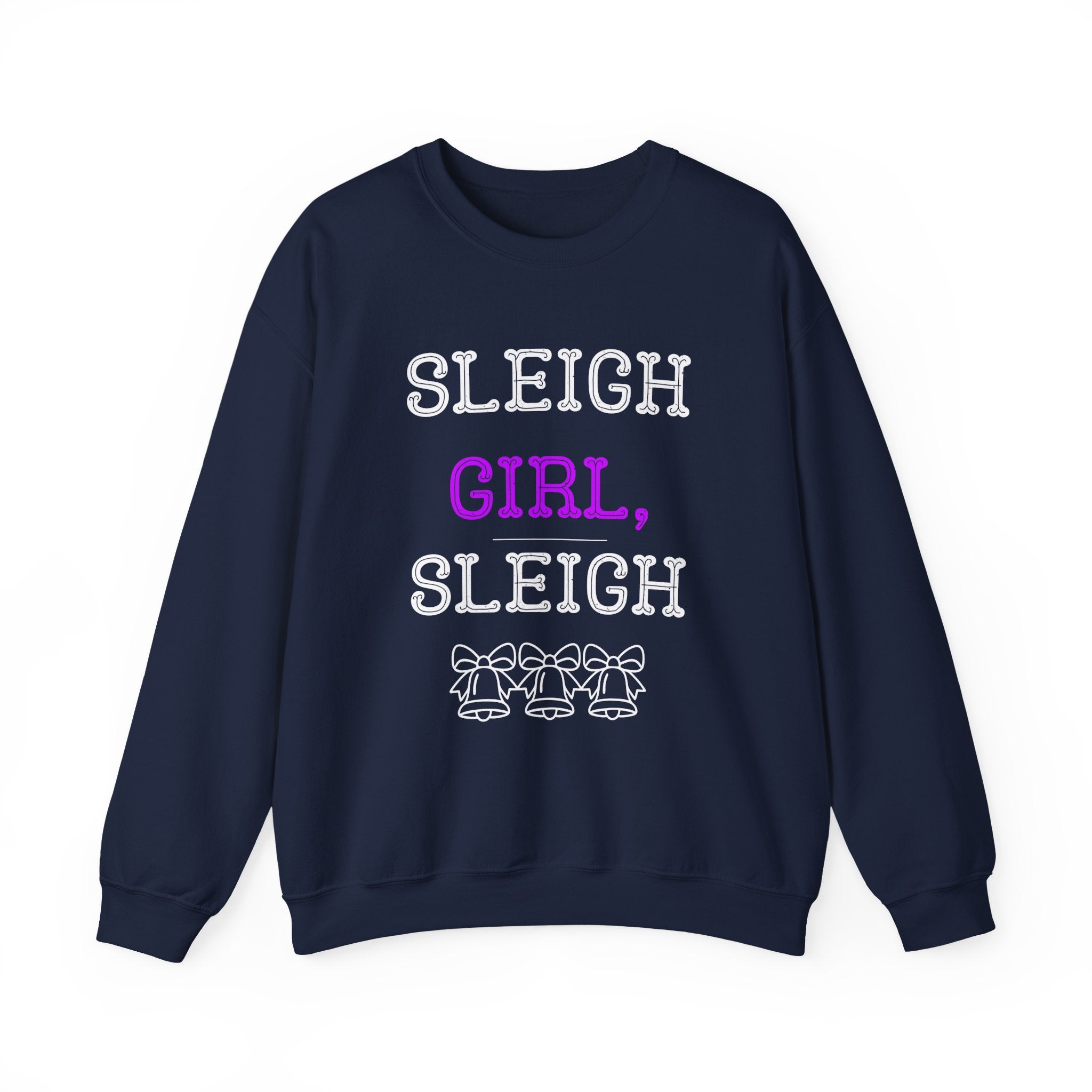 ‘Sleigh Girl Sleigh’ White Print Crewneck