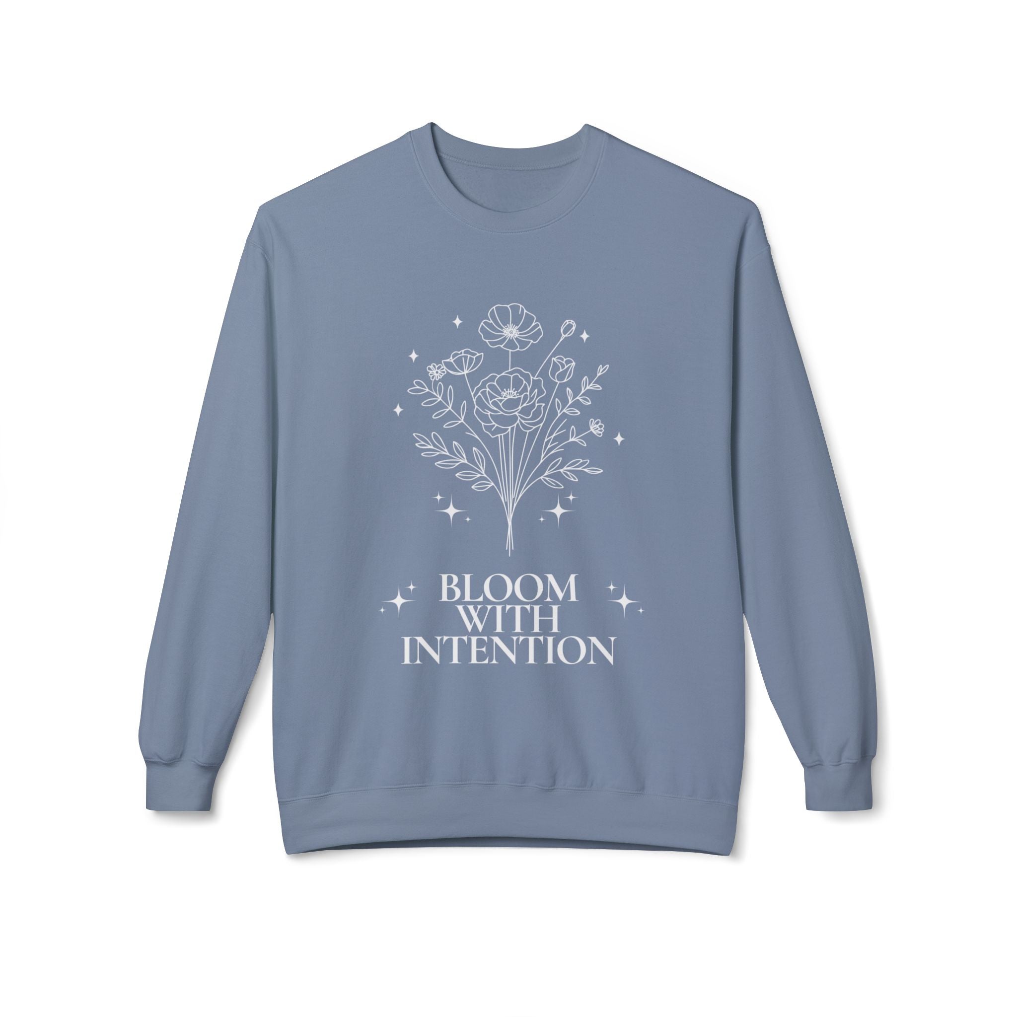 ‘Bloom with Intention’ White Print Crewneck