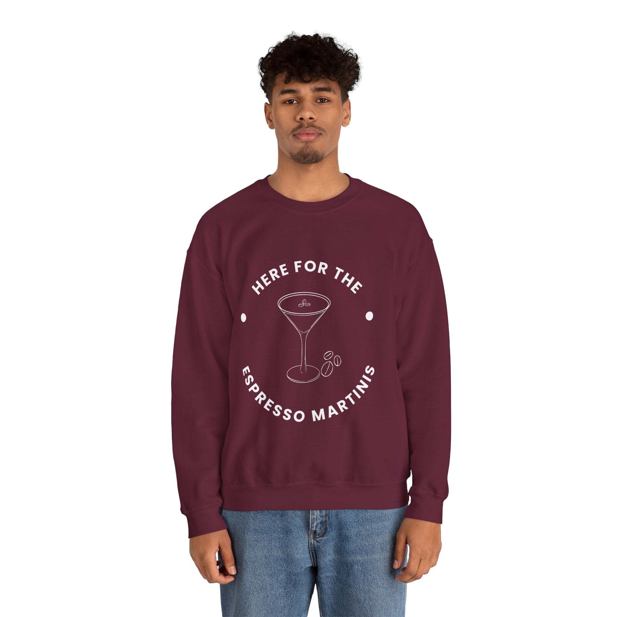 ‘Espresso Martinis’ White Print Graphic Crewneck