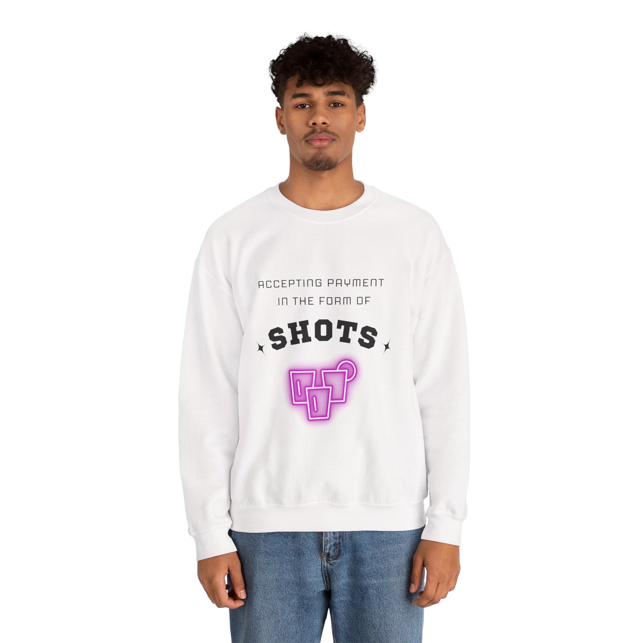 ‘Accepting $hots’ Black Print Crewneck