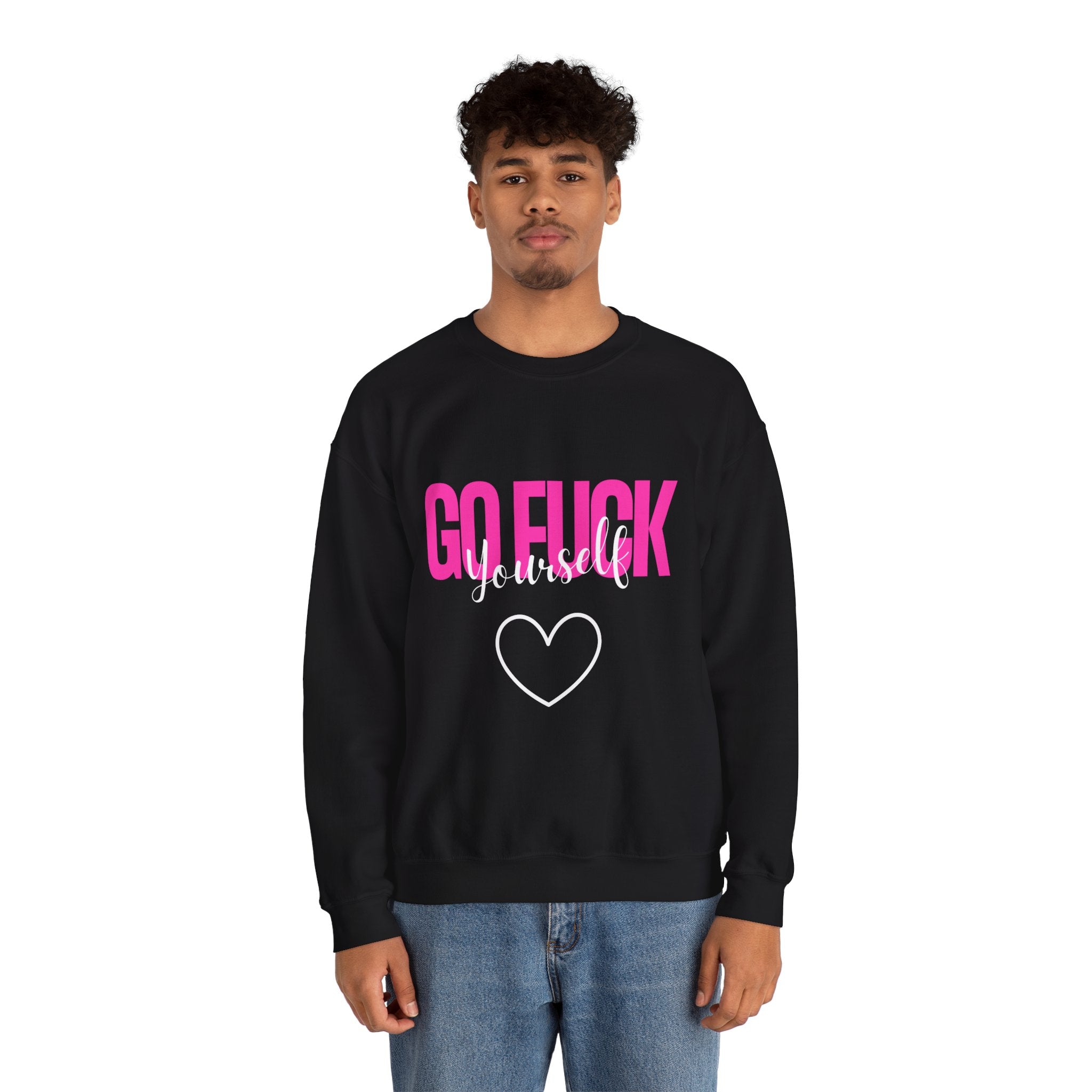 ‘Go F*** Yourself’ Pink/White Print Graphic Crewneck
