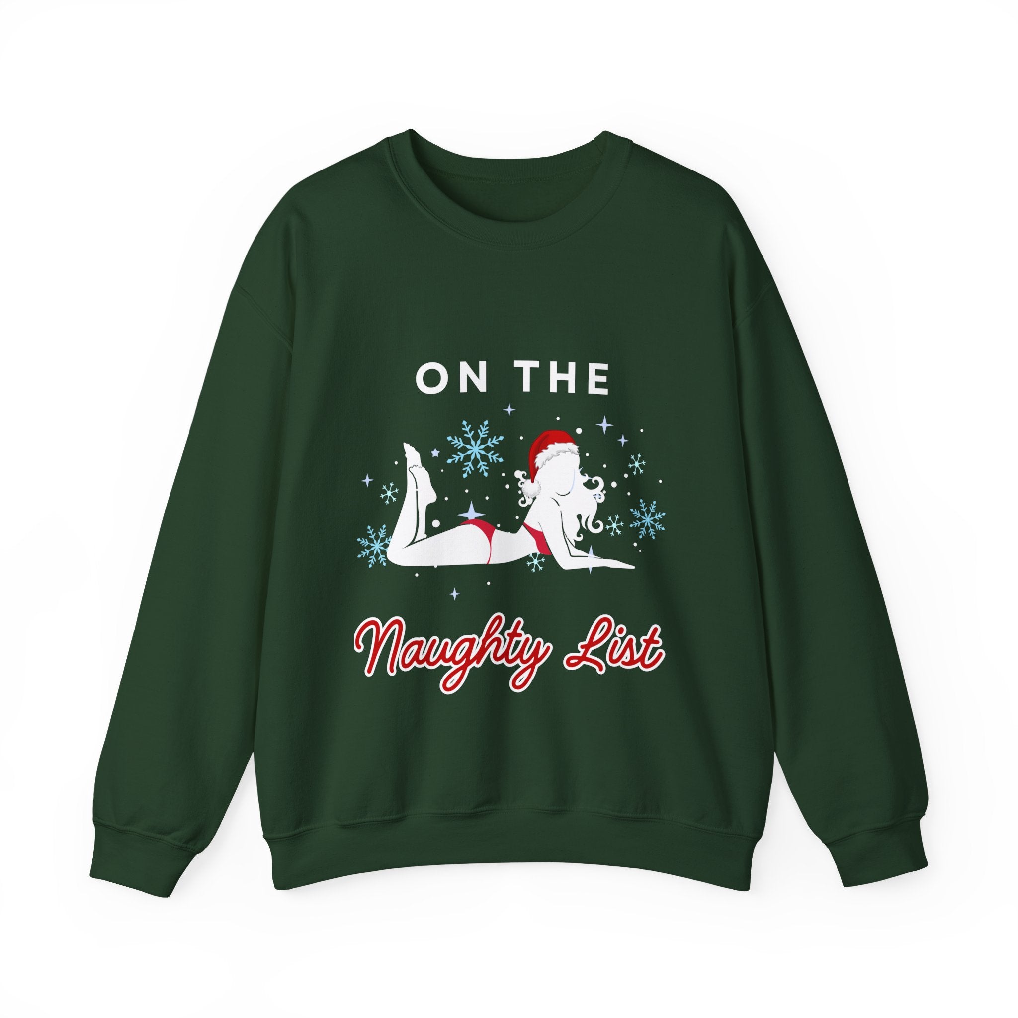 ‘On the Naughty List’ White Print Christmas Crewneck