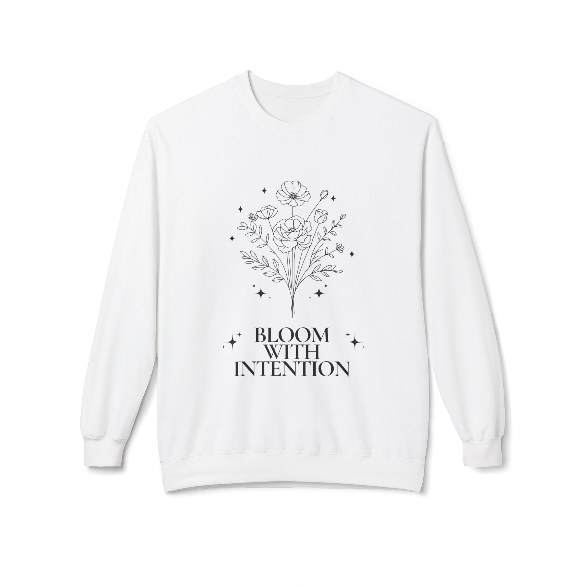 ‘Bloom with Intention’ Black Print Crewneck