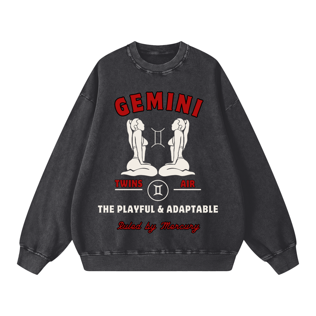 ‘Gemini’ White Print CCC Zodiac Collection Crewneck