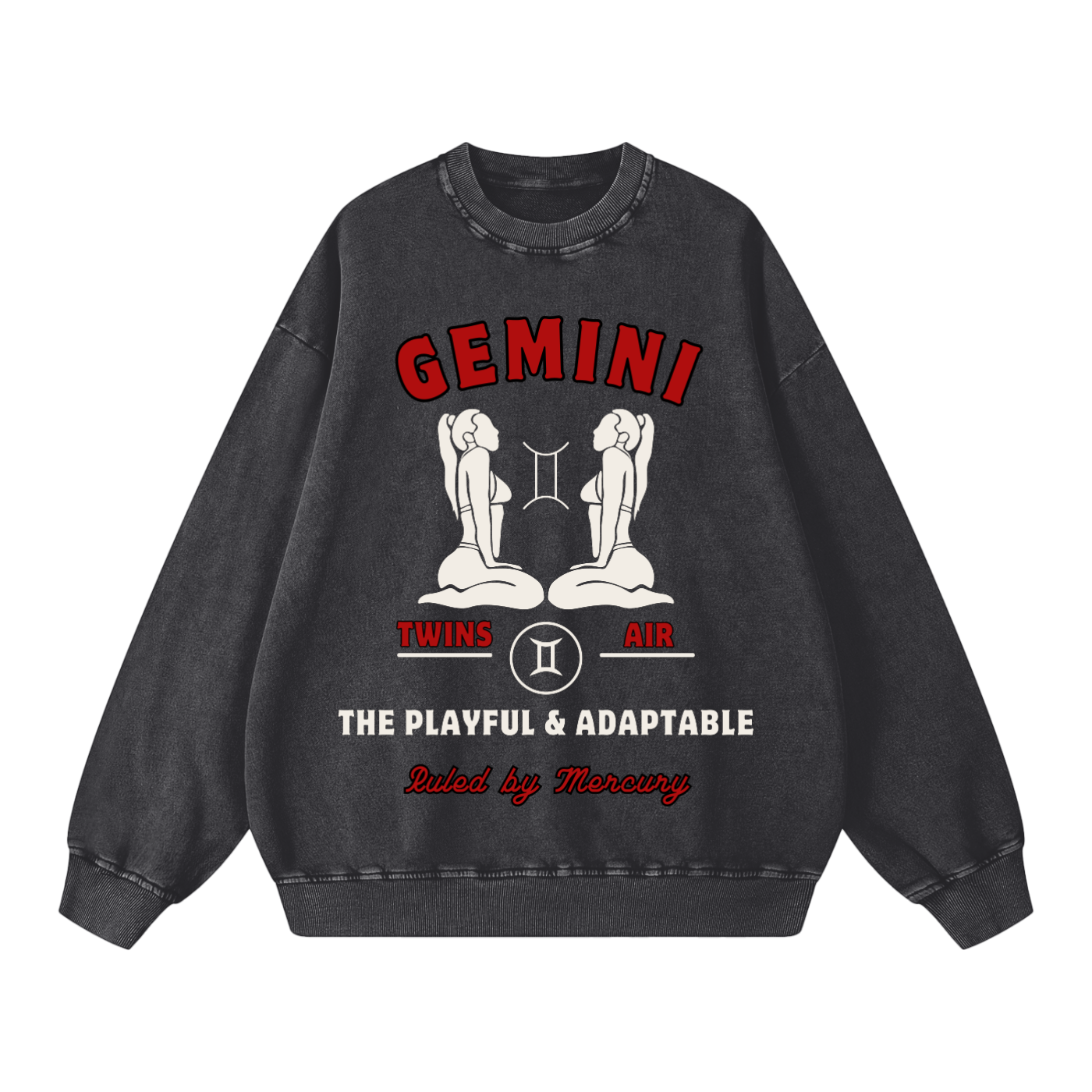‘Gemini’ White Print CCC Zodiac Collection Crewneck