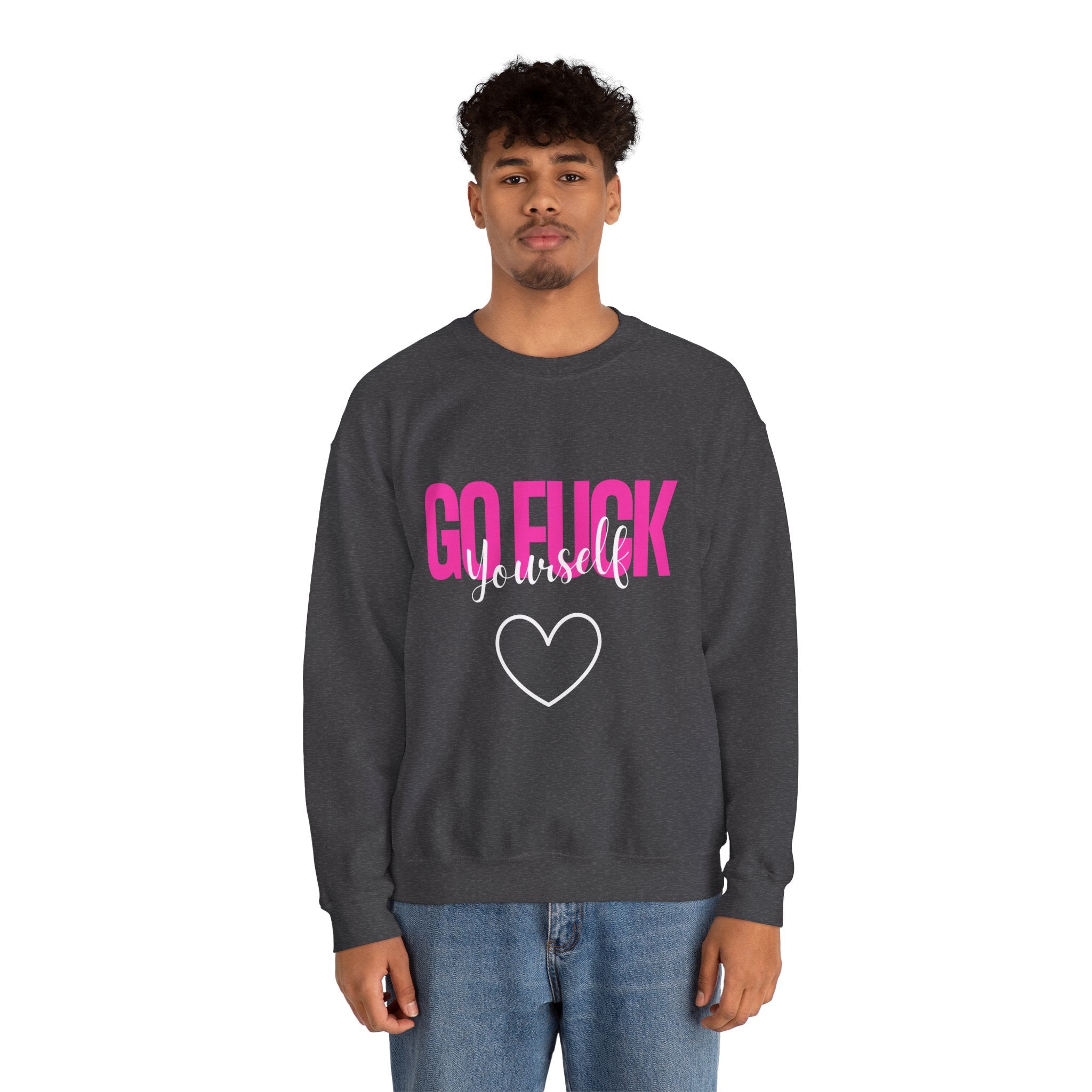 ‘Go F*** Yourself’ Pink/White Print Graphic Crewneck