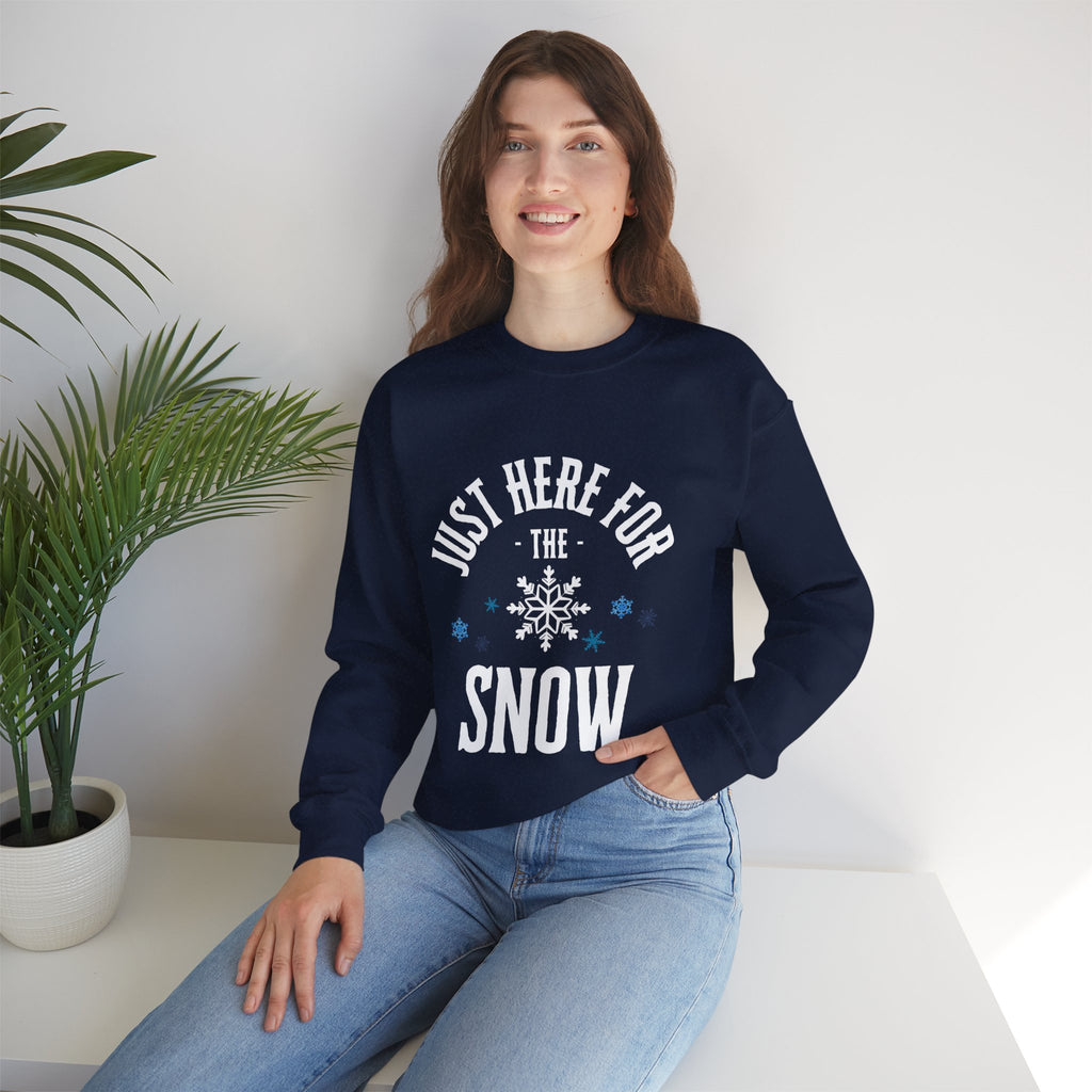 ‘Here For The Snow’ White Print Crewneck