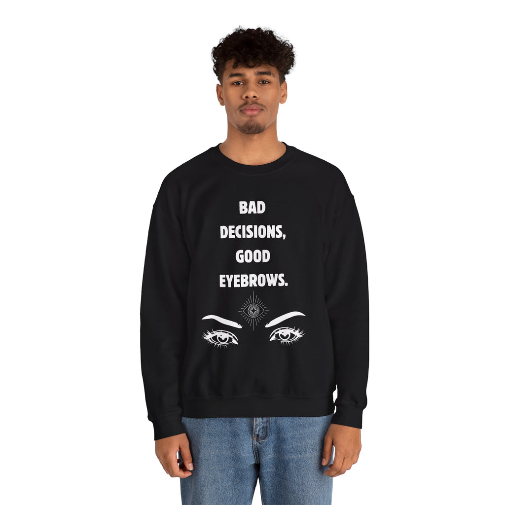 ‘Good Eyebrows’ White Print Crewneck