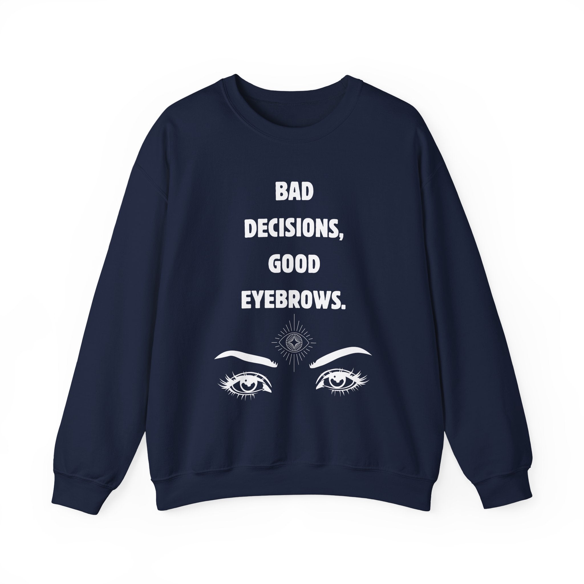 ‘Good Eyebrows’ White Print Crewneck