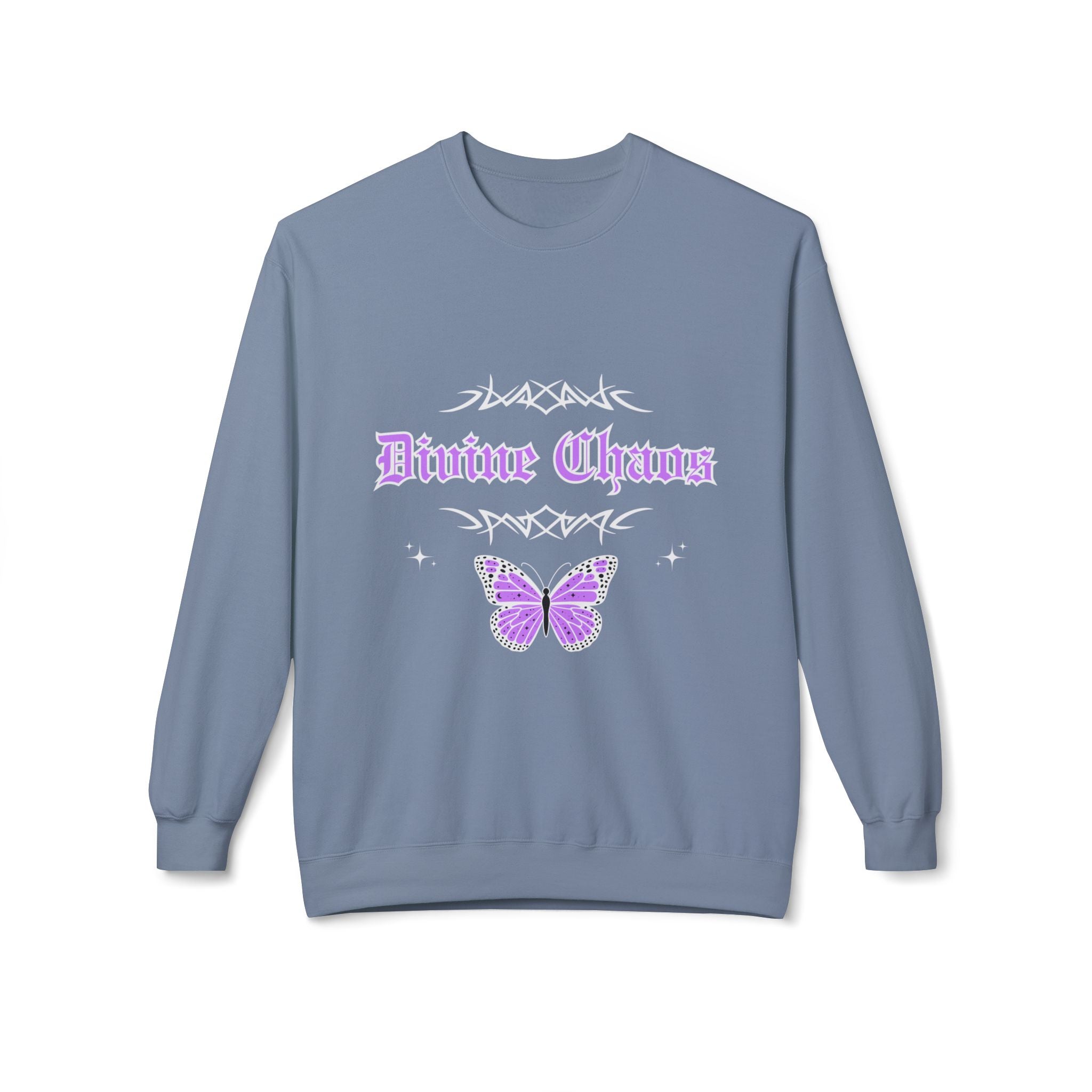 ‘Divine Chaos’ Butterfly White Print Crewneck