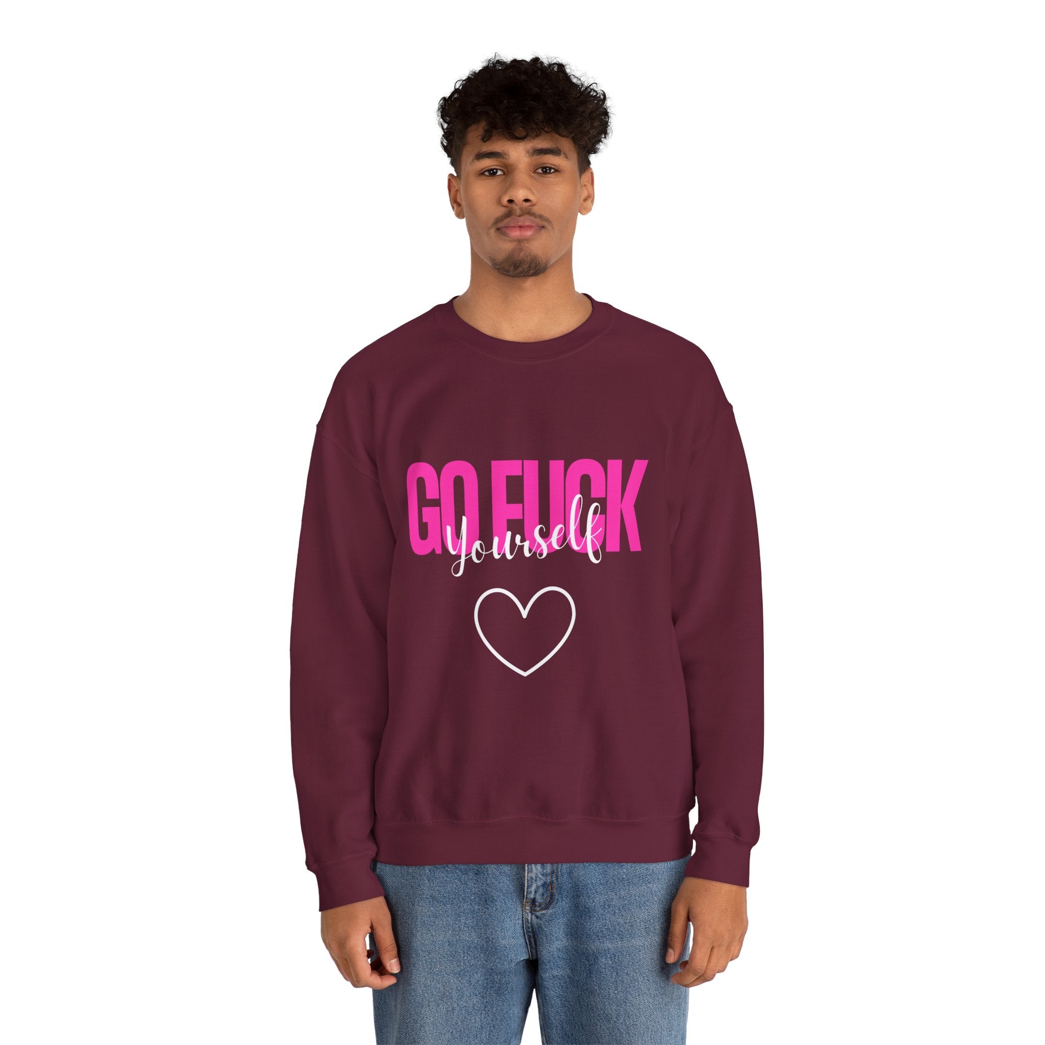 ‘Go F*** Yourself’ Pink/White Print Graphic Crewneck