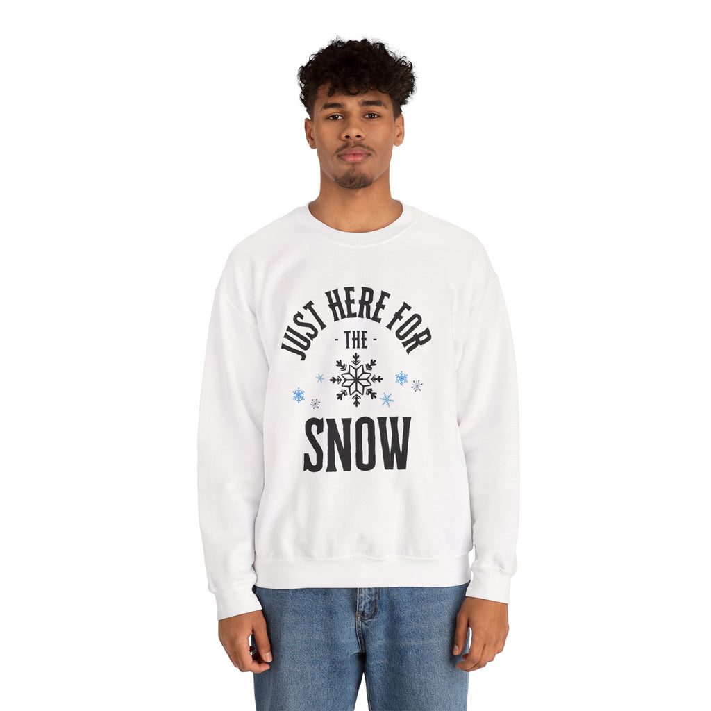 ‘Here For The Snow’ Black Print Christmas Crewneck