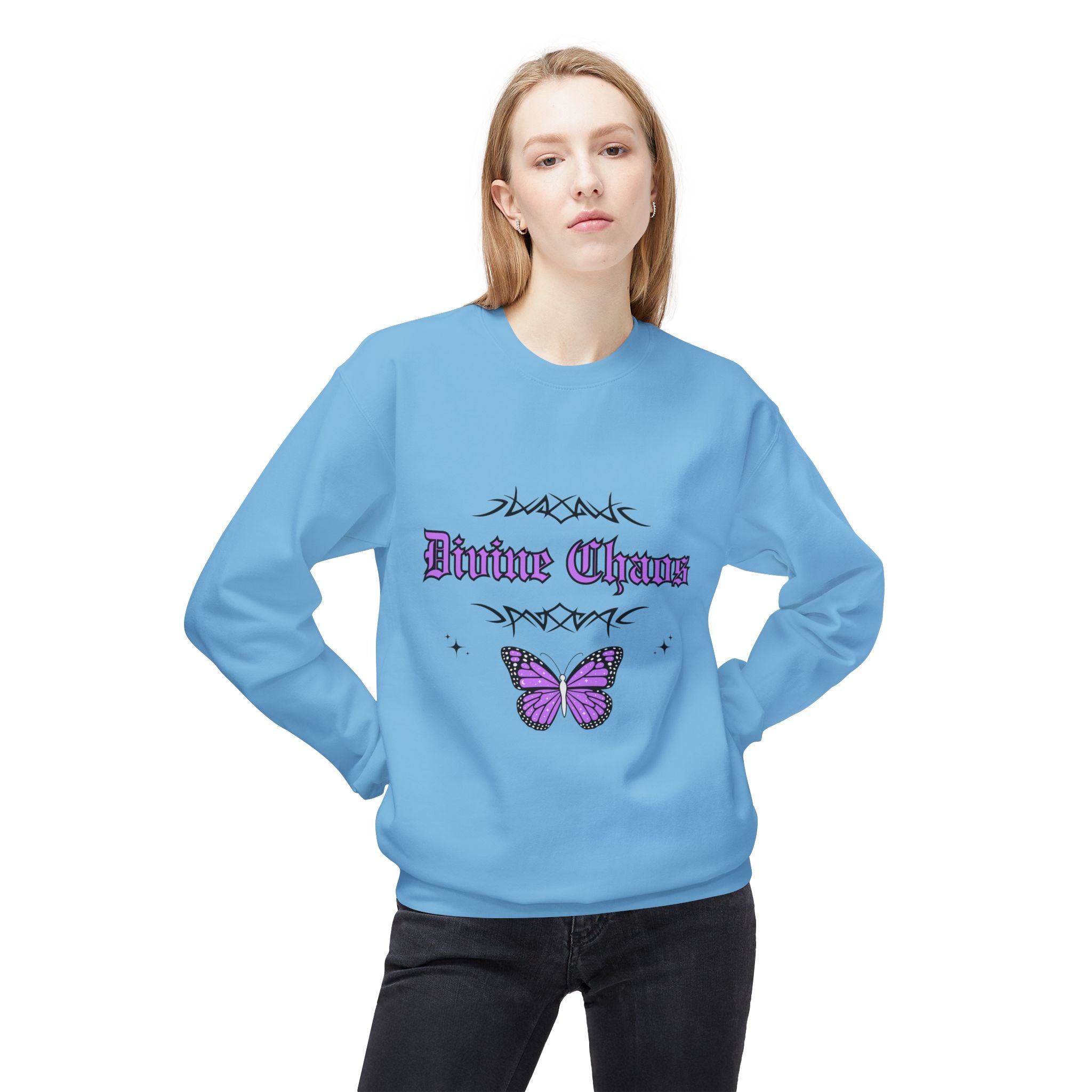 ‘Divine Chaos’ Butterfly Black Print Crewneck