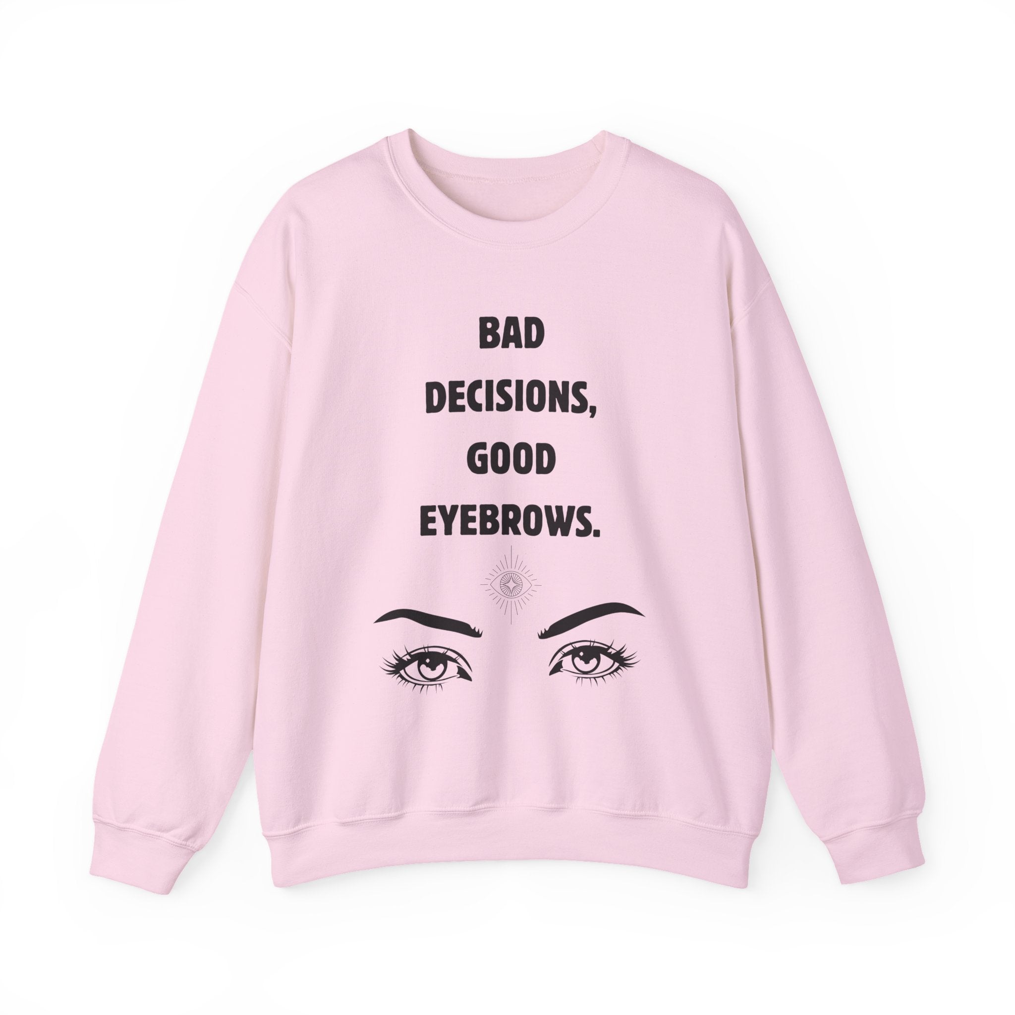 ‘Good Eyebrows’ Black Print Crewneck