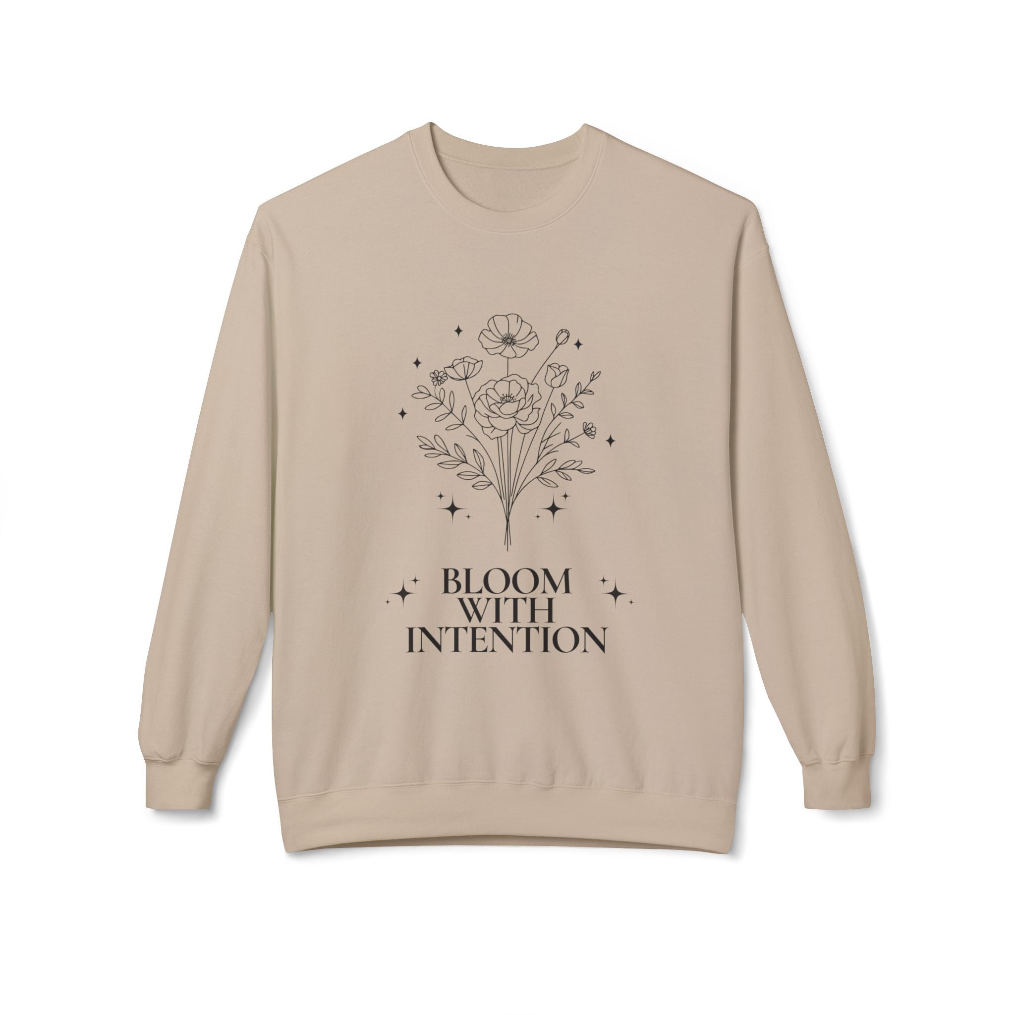 ‘Bloom with Intention’ Black Print Crewneck