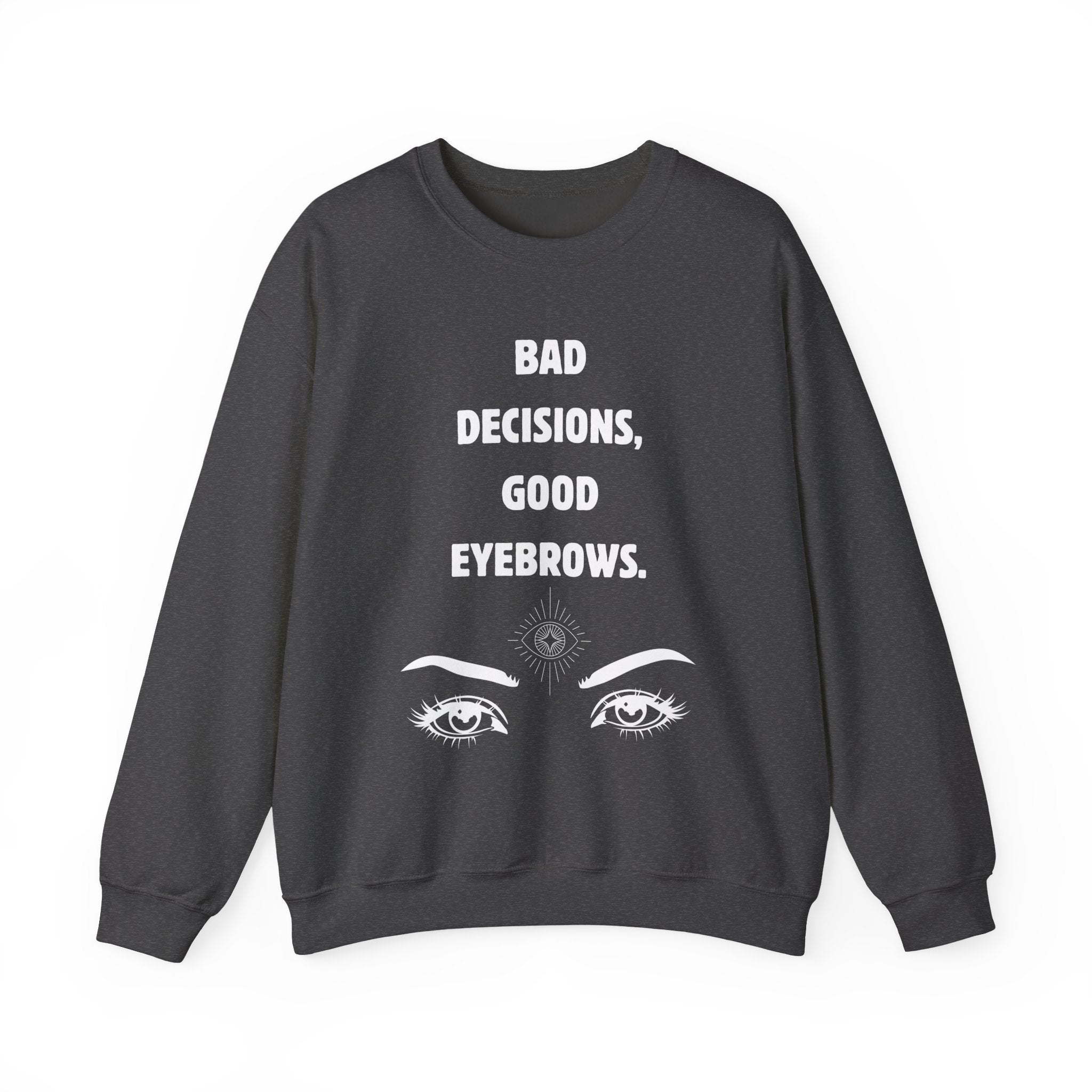‘Good Eyebrows’ White Print Crewneck