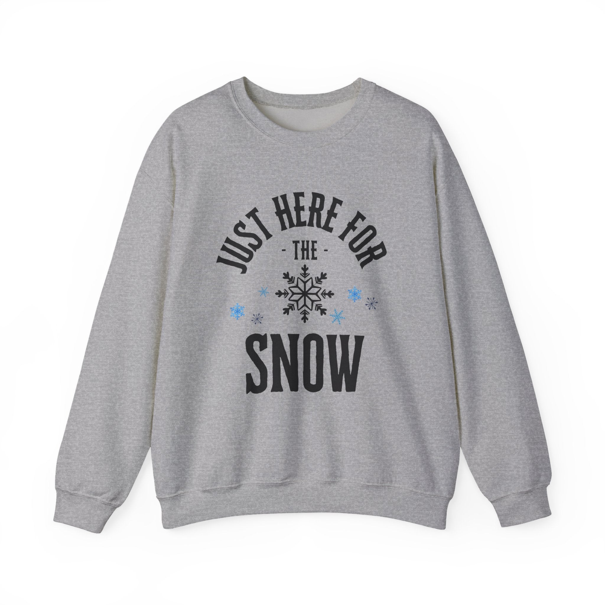 ‘Here For The Snow’ Black Print Christmas Crewneck