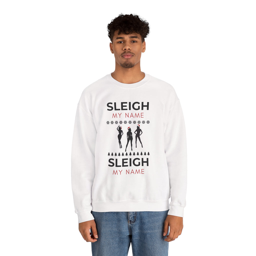 ‘Sleigh My Name’ Black Print Christmas Crewneck