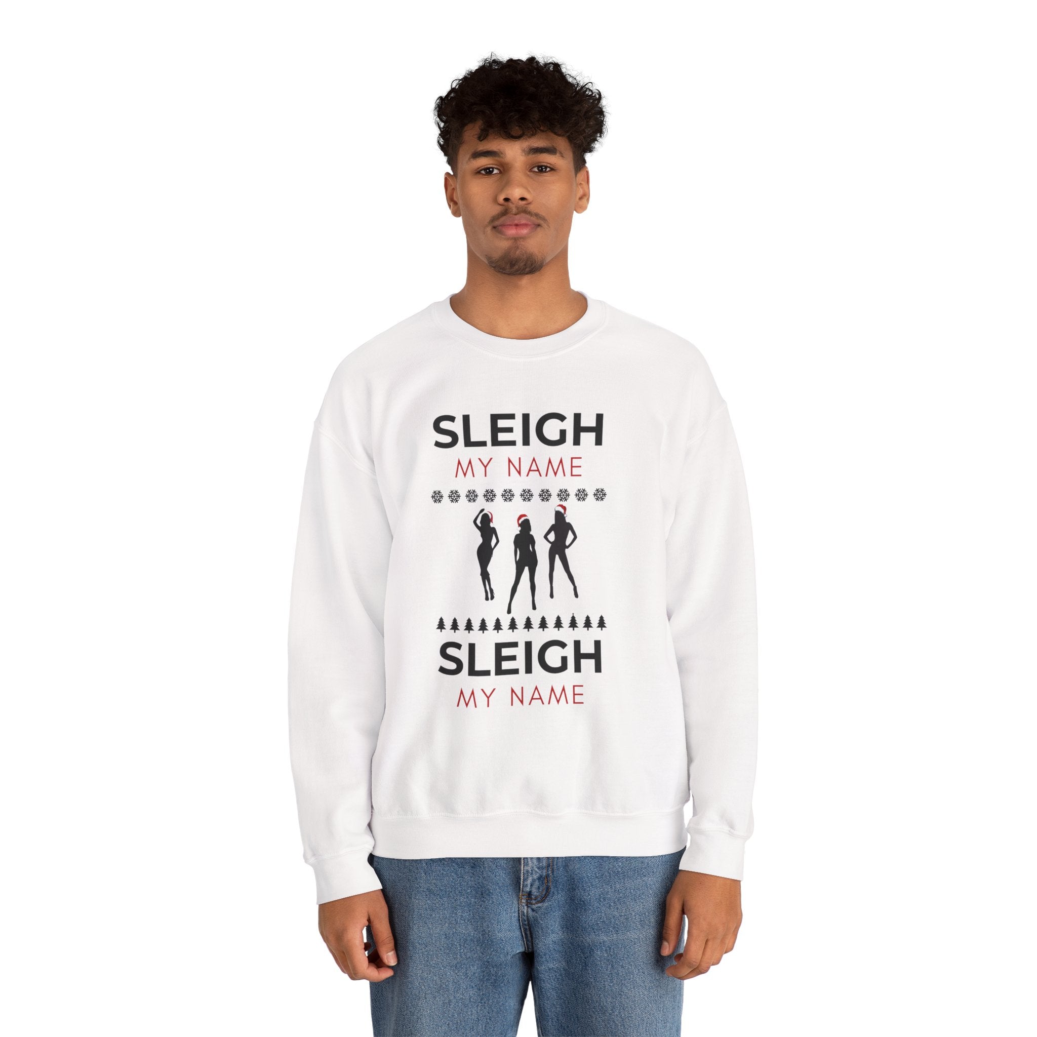 ‘Sleigh My Name’ Black Print Christmas Crewneck