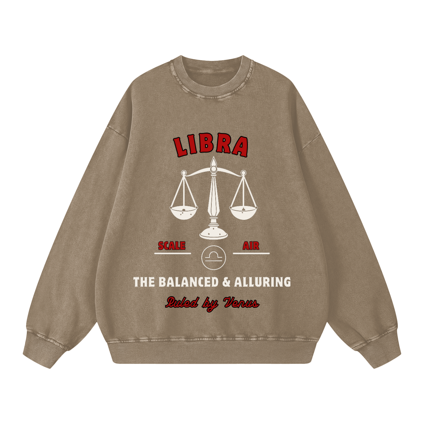 ‘Libra’ White Print CCC Zodiac Collection Crewneck