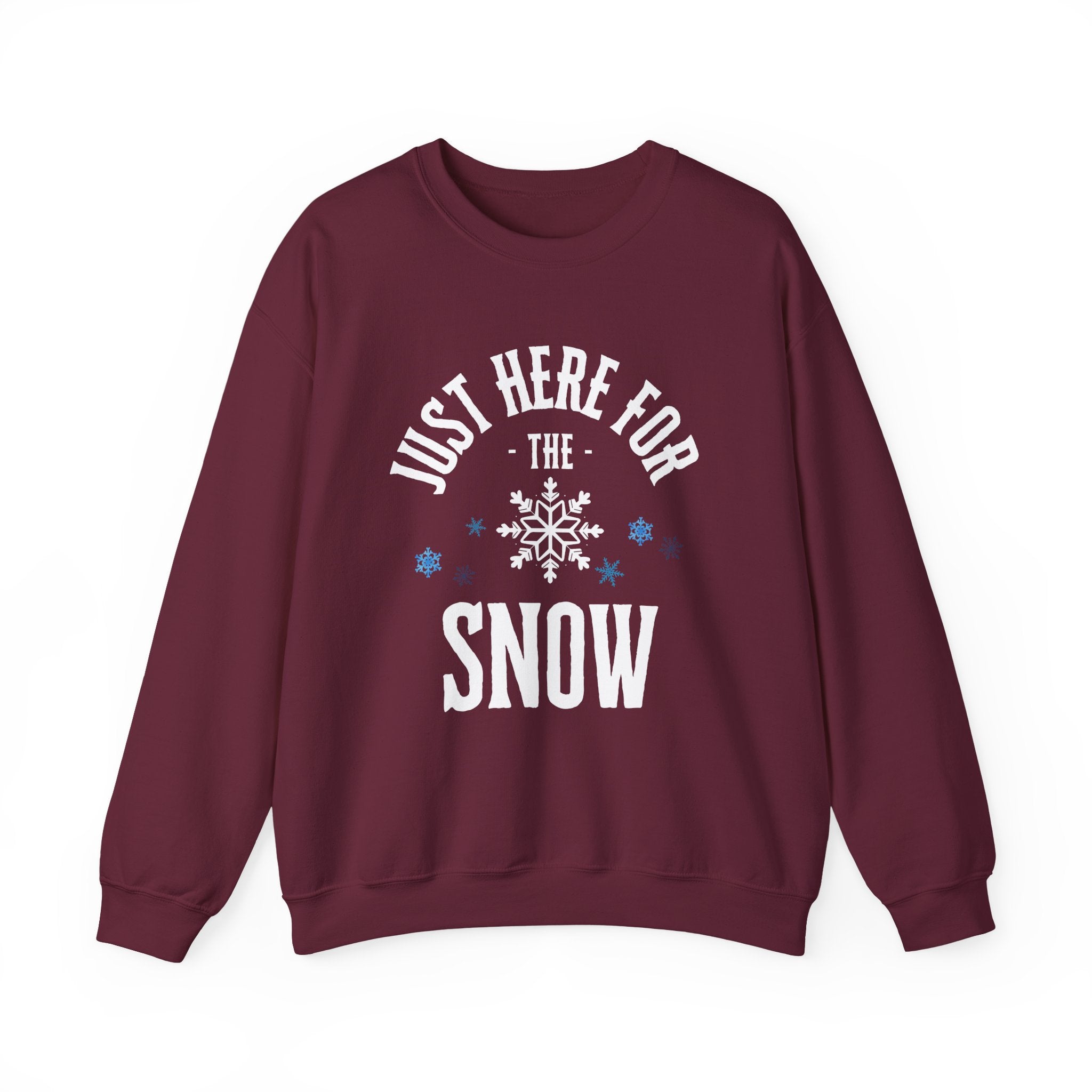 ‘Here for the Snow’ White Print Crewneck