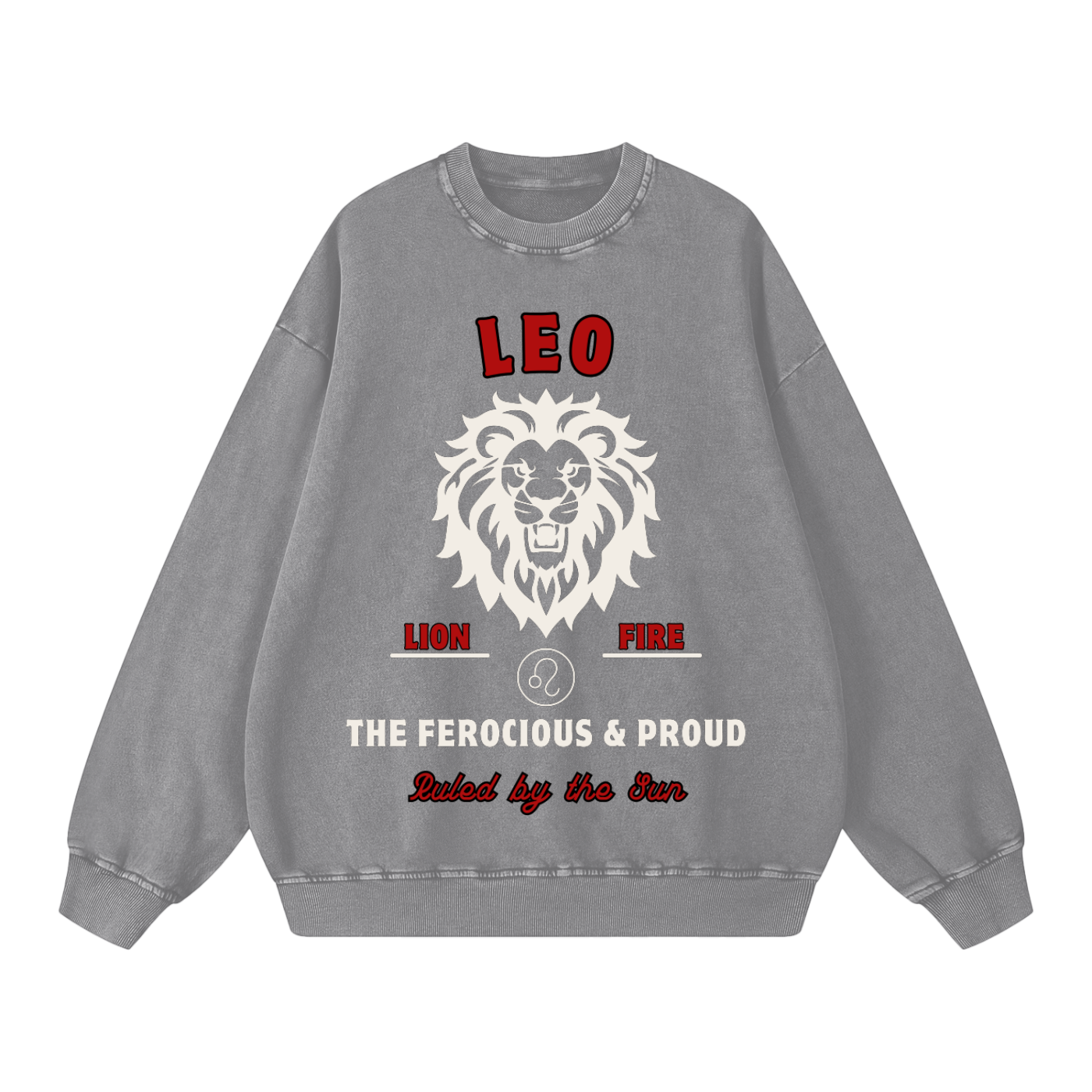 ‘Leo’ White Print CCC Zodiac Collection Crewneck