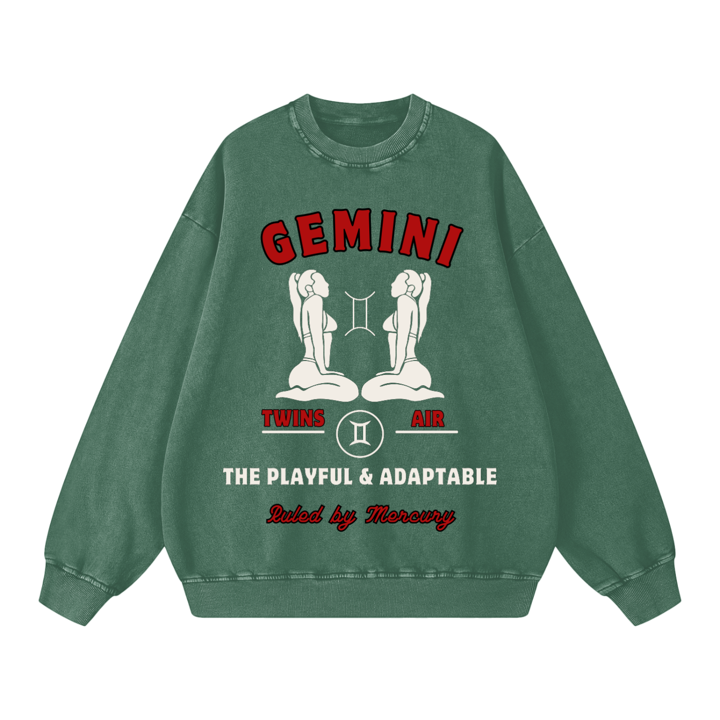 ‘Gemini’ White Print CCC Zodiac Collection Crewneck