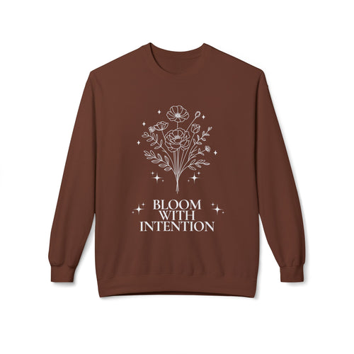 ‘Bloom with Intention’ White Print Crewneck
