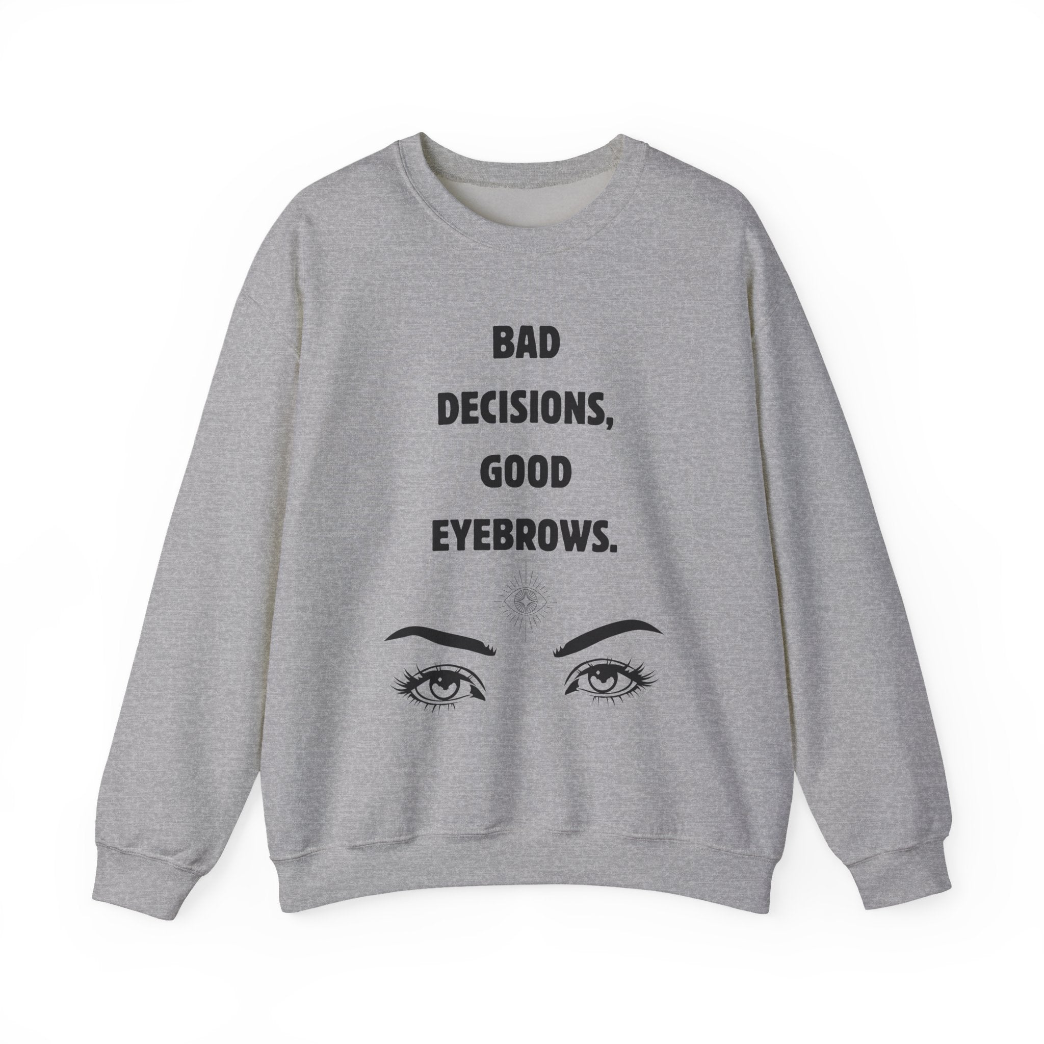 ‘Good Eyebrows’ Black Print Crewneck