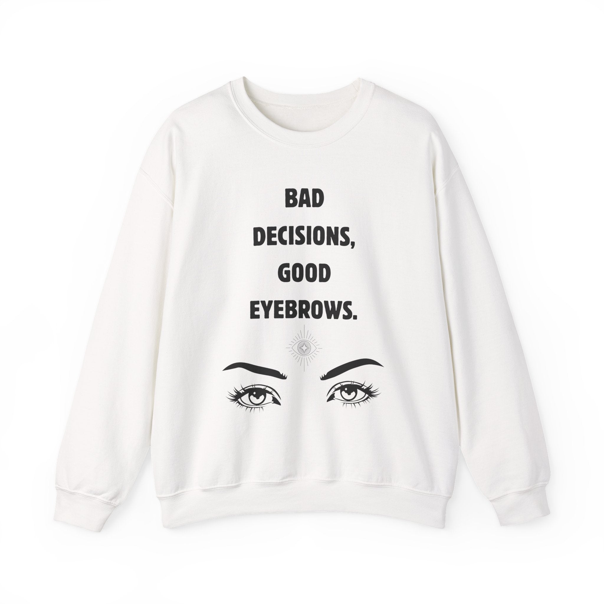 ‘Good Eyebrows’ Black Print Crewneck