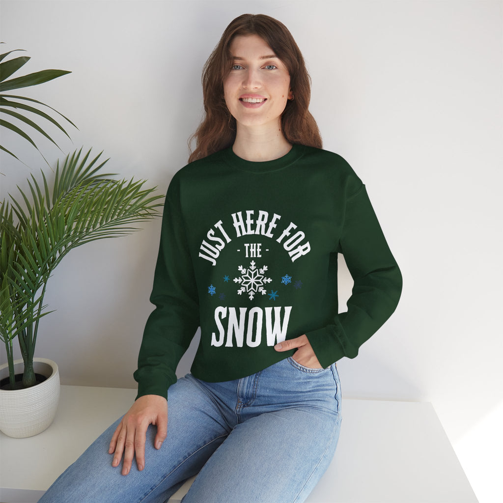 ‘Here For The Snow’ White Print Crewneck