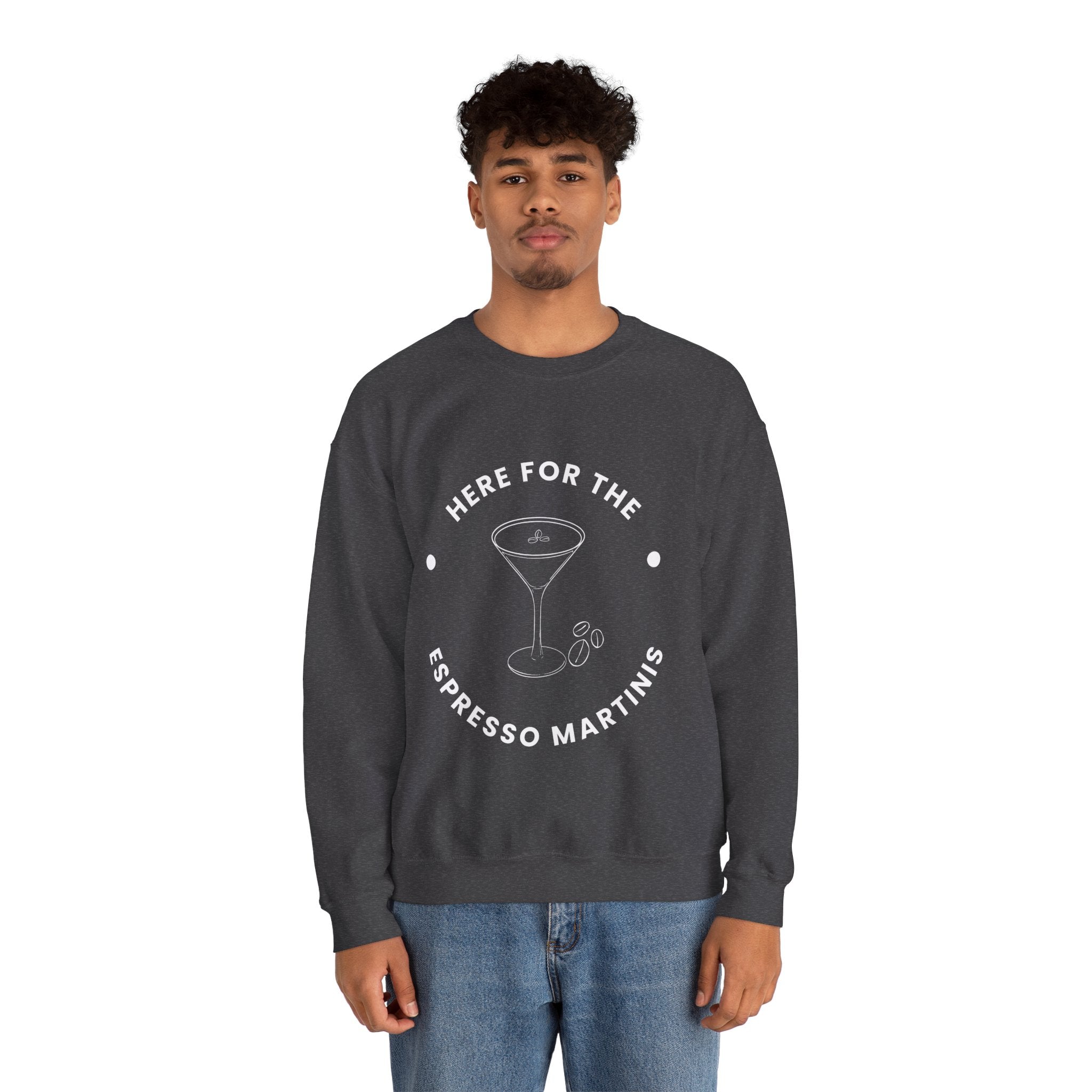 ‘Espresso Martinis’ White Print Graphic Crewneck