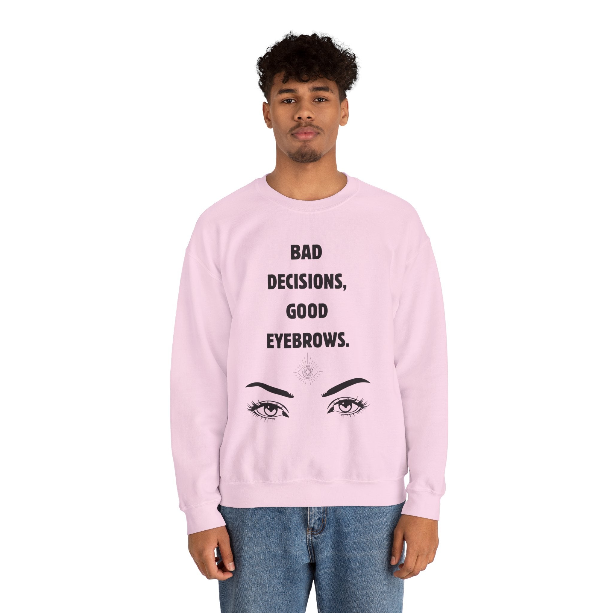 ‘Good Eyebrows’ Black Print Crewneck