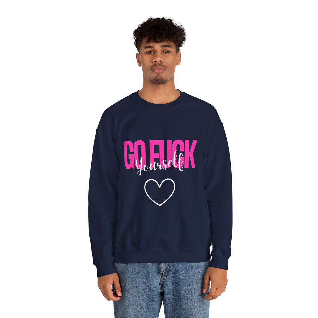 ‘Go F*** Yourself’ Pink/White Print Graphic Crewneck