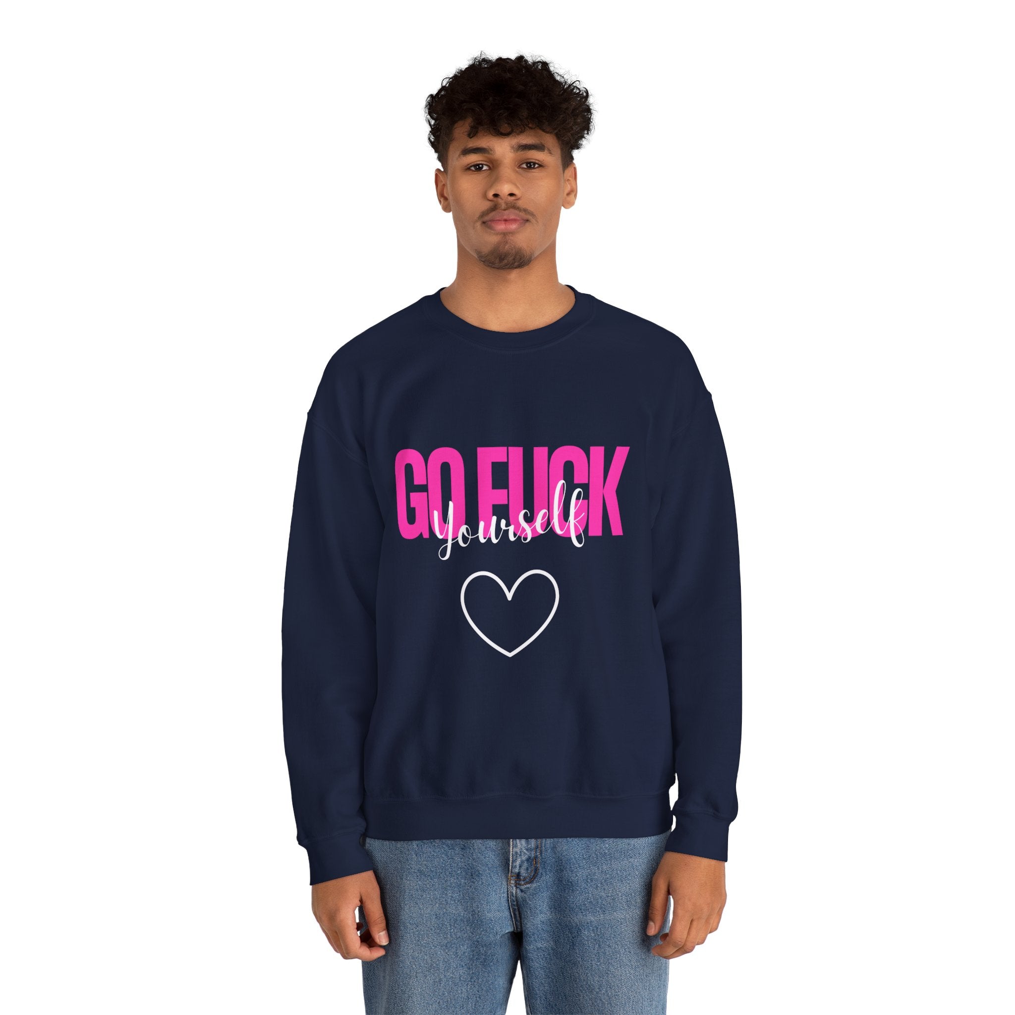 ‘Go F*** Yourself’ Pink/White Print Graphic Crewneck
