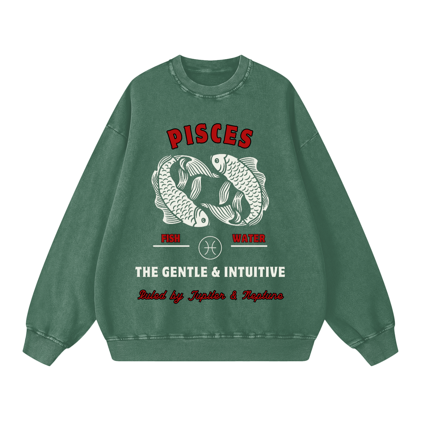 ‘Pisces” White Print CCC Zodiac Collection Crewneck