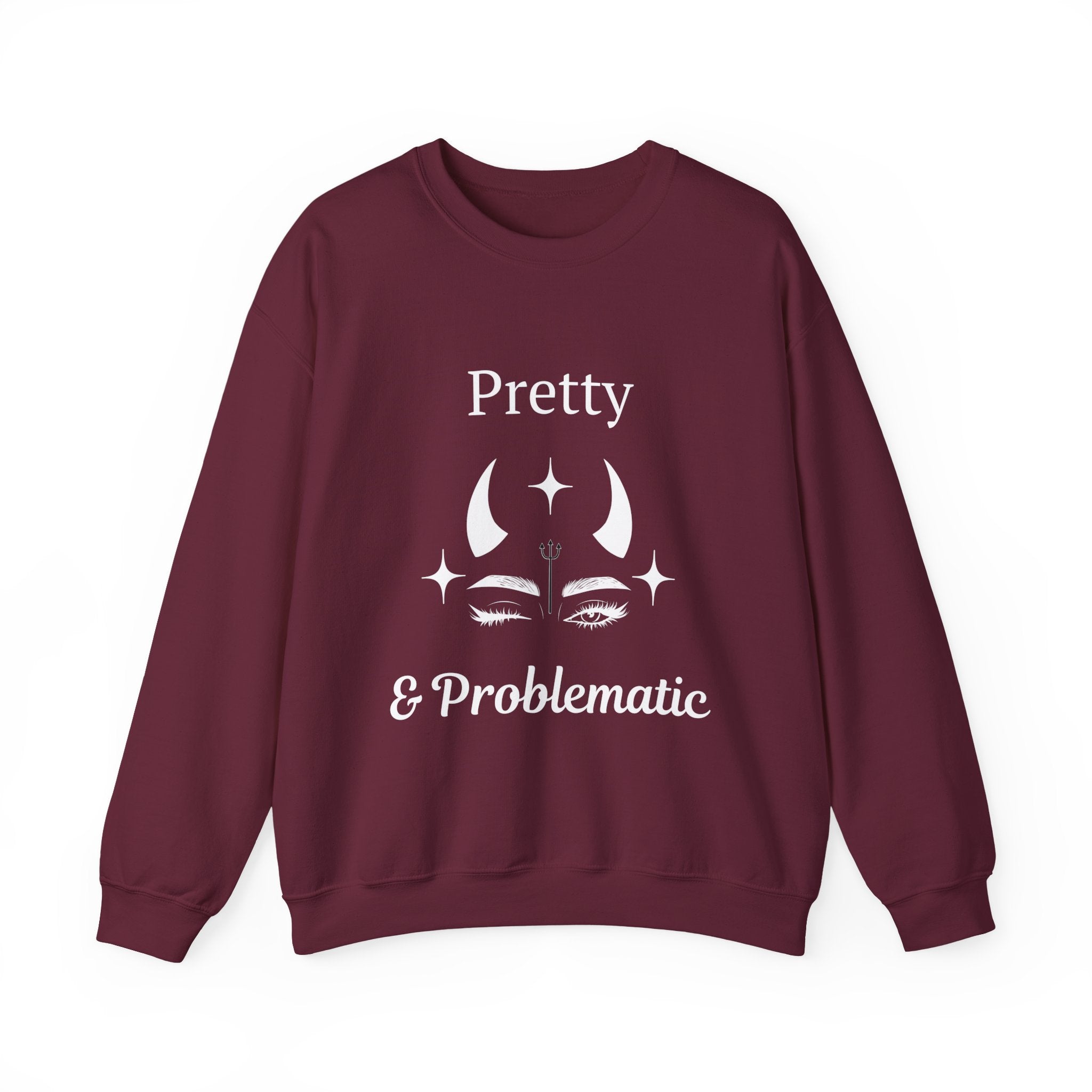 ‘Pretty & Problematic’ White Print Crewneck