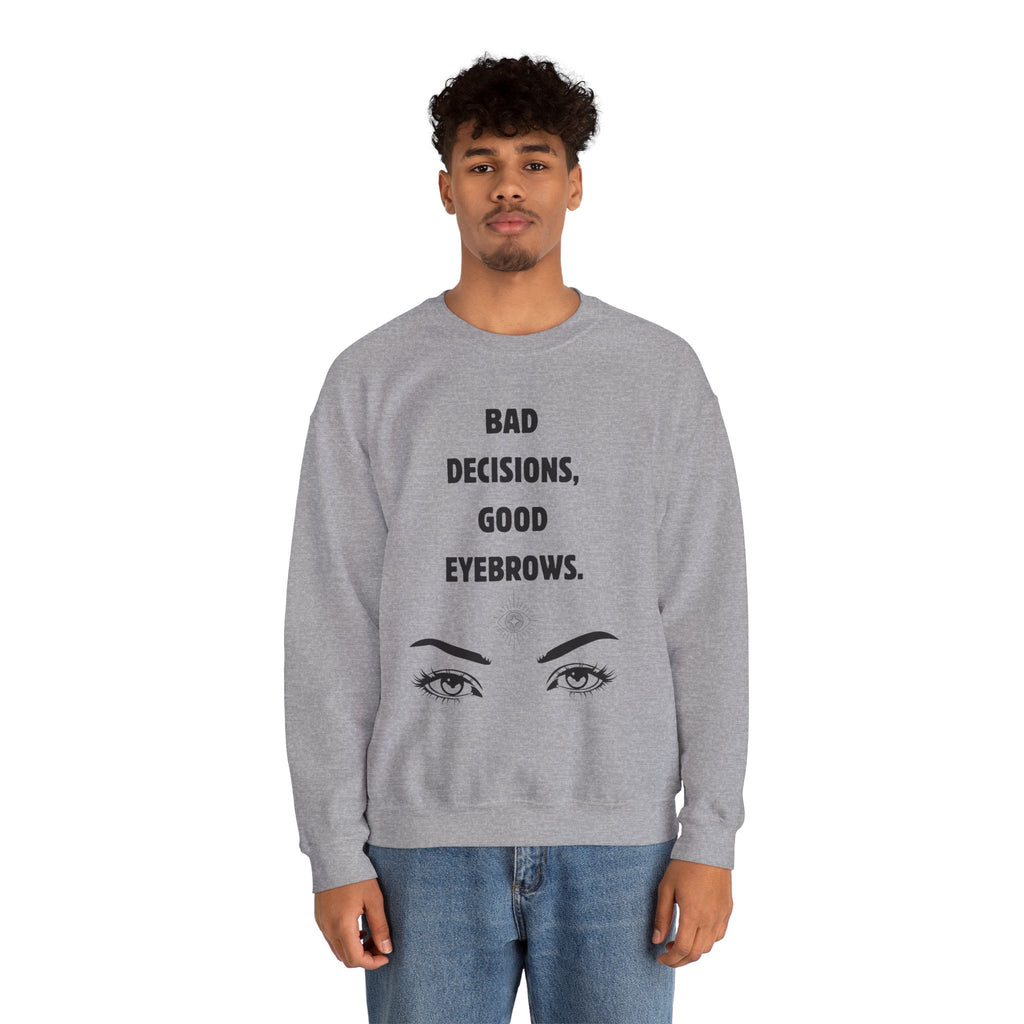 ‘Good Eyebrows’ Black Print Crewneck