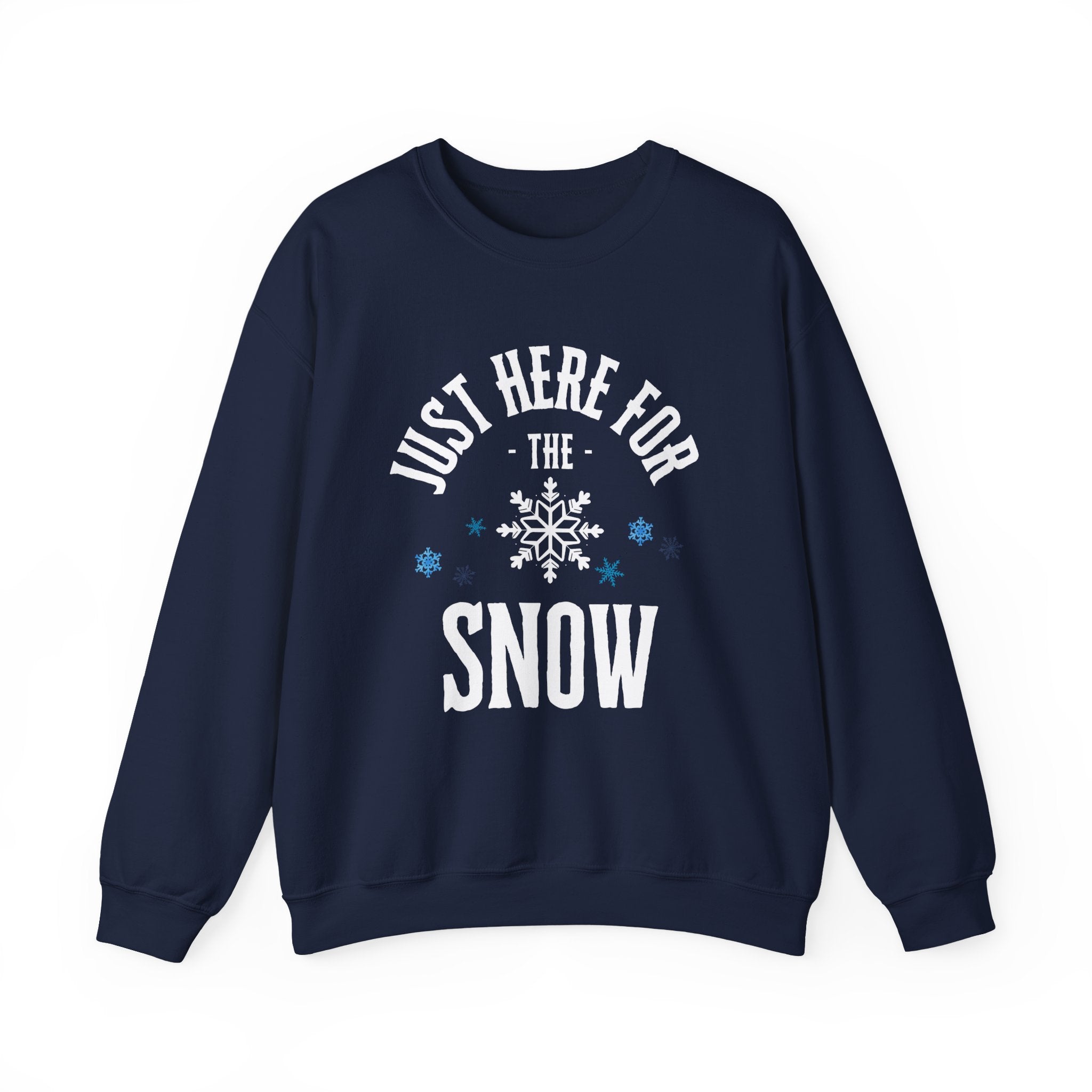 ‘Here for the Snow’ White Print Crewneck