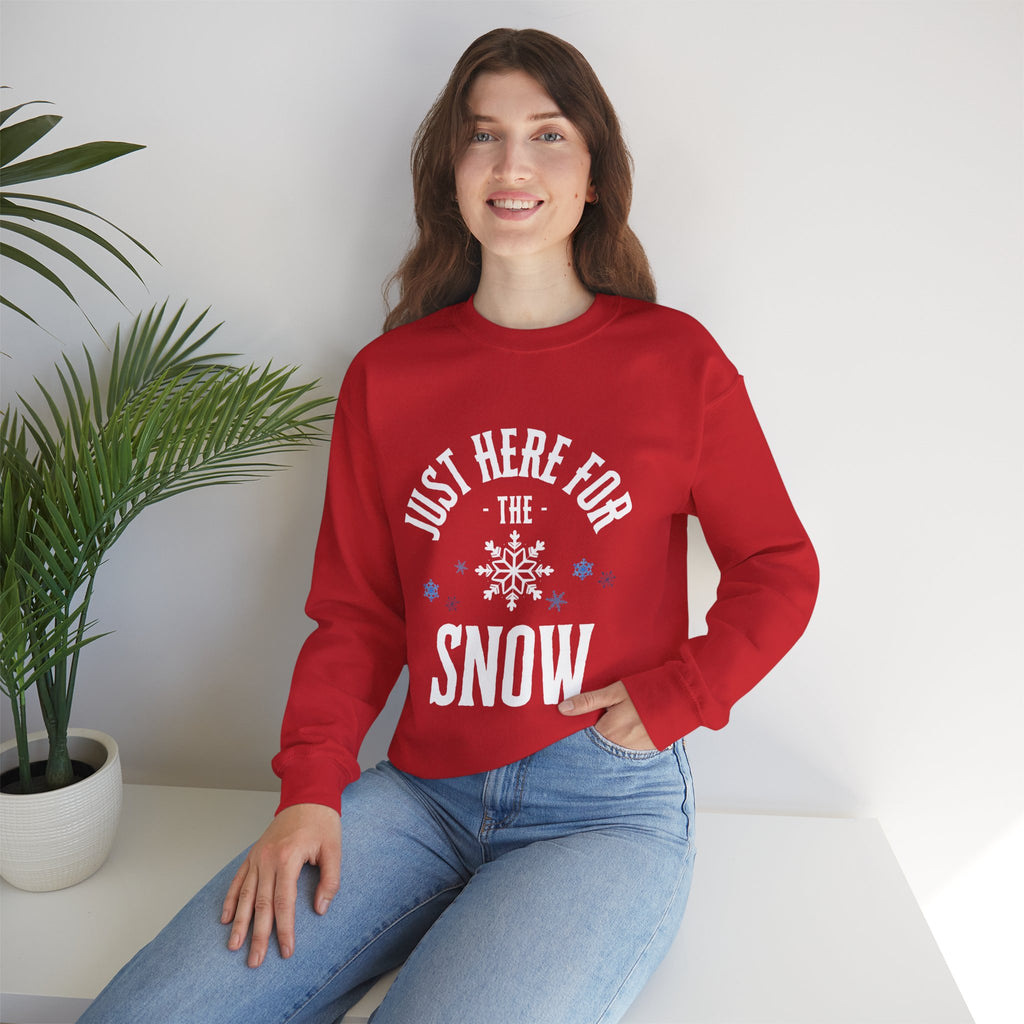 ‘Here For The Snow’ White Print Crewneck