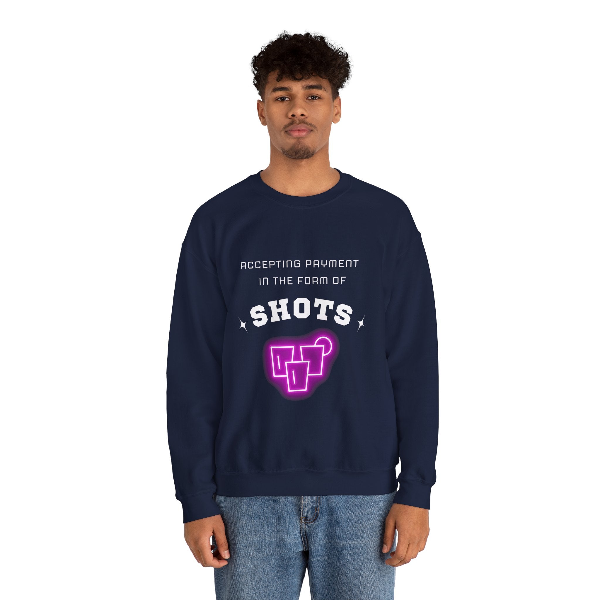 ‘Accepting $hots’ White Print Crewneck