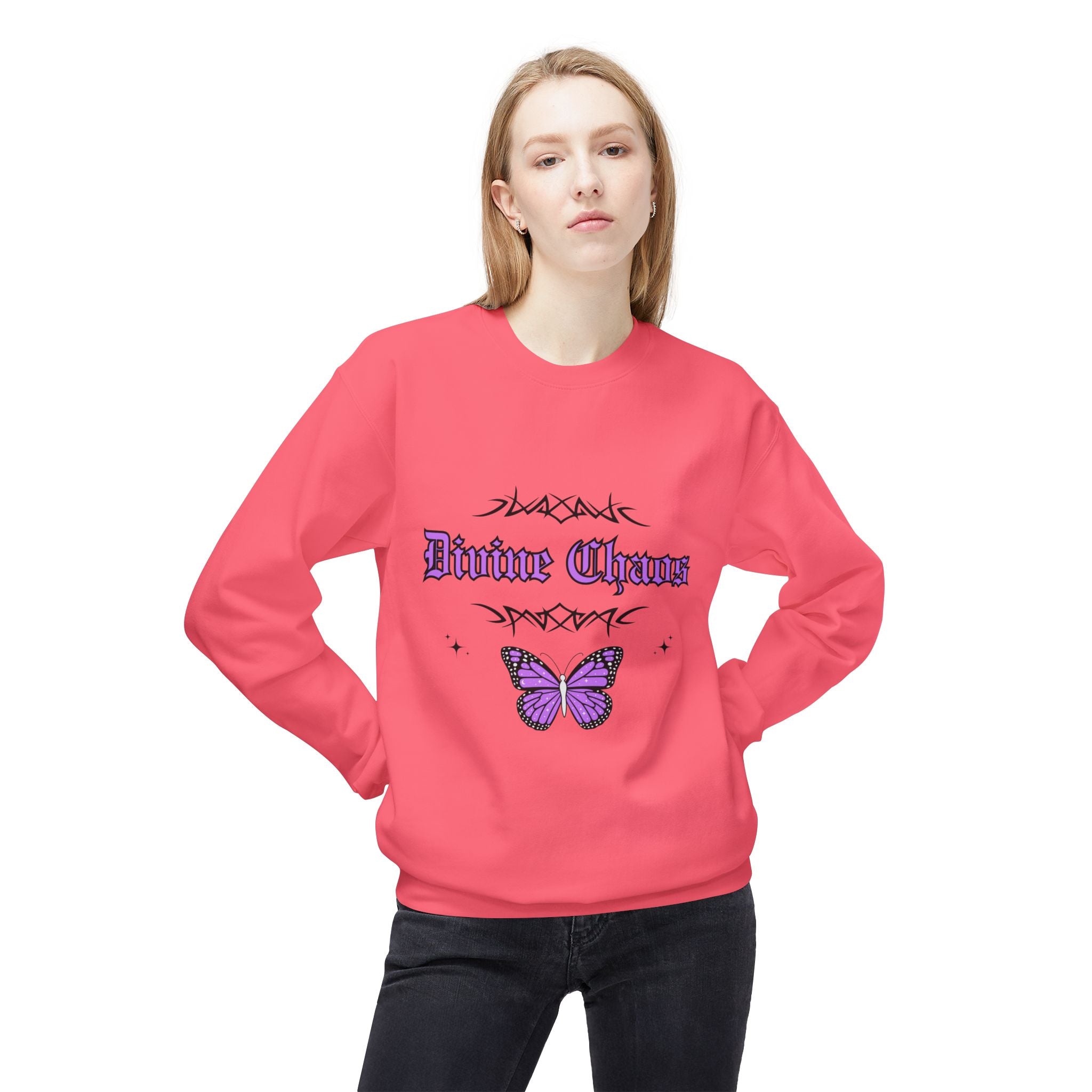 ‘Divine Chaos’ Butterfly Black Print Crewneck
