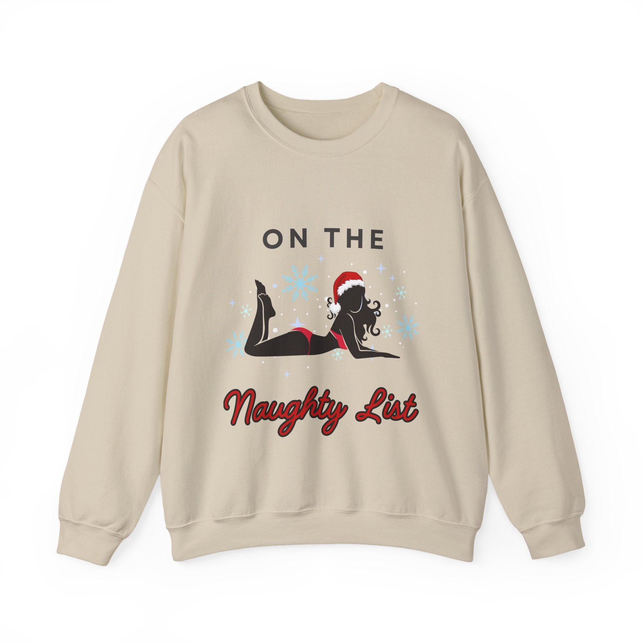 ‘On the Naughty List’ Black Print Christmas Crewneck