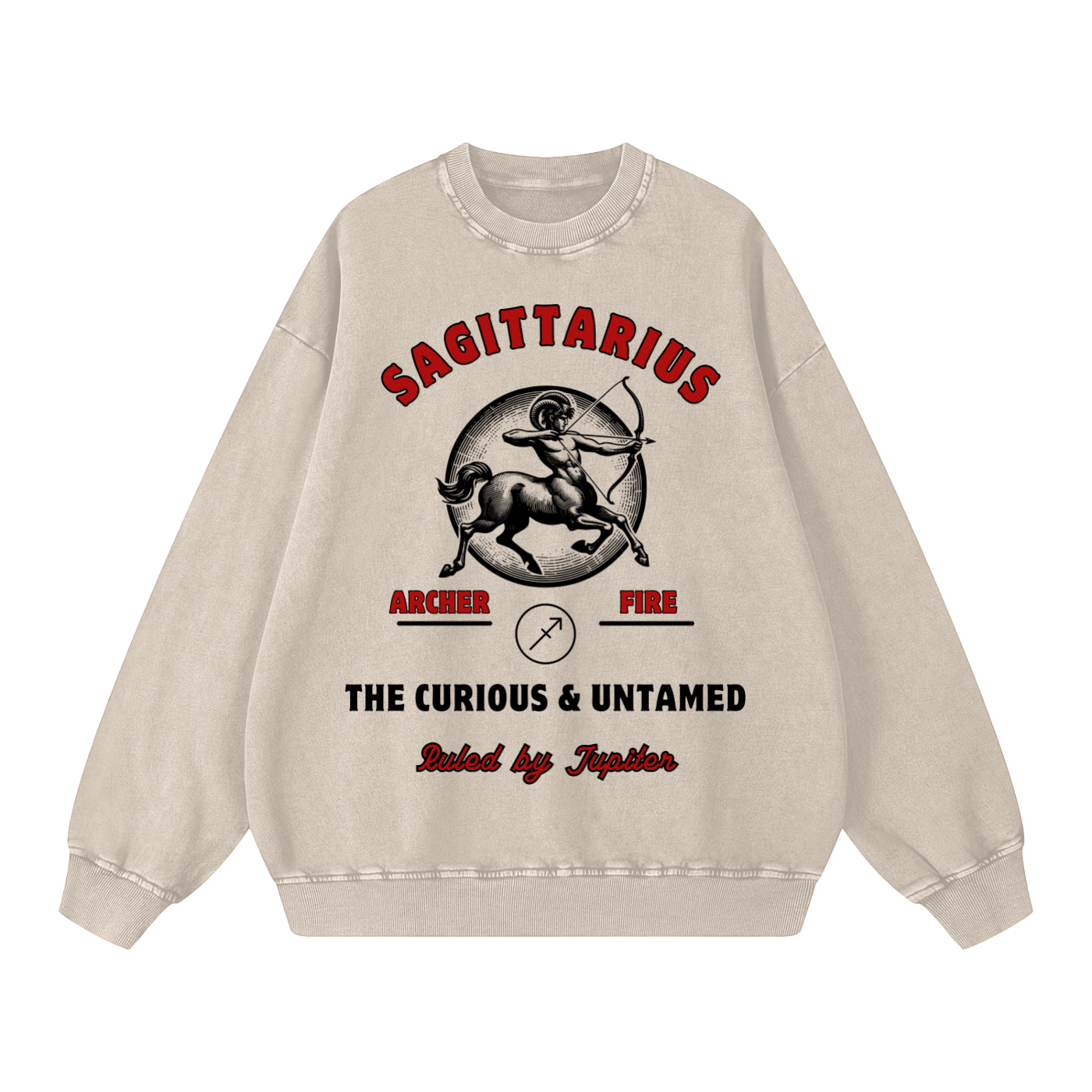 ‘Sagittarius’ Black Print CCC Zodiac Collection Crewneck