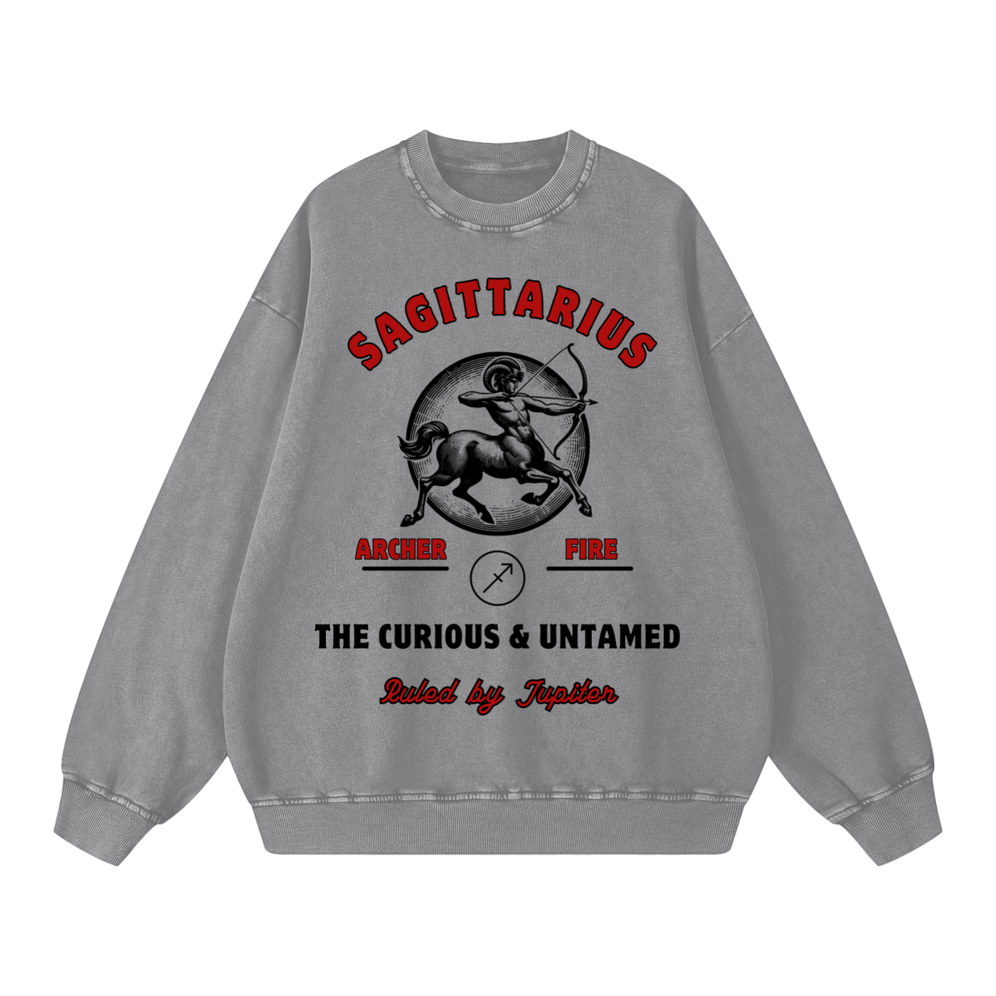 ‘Sagittarius’ Black Print CCC Zodiac Collection Crewneck