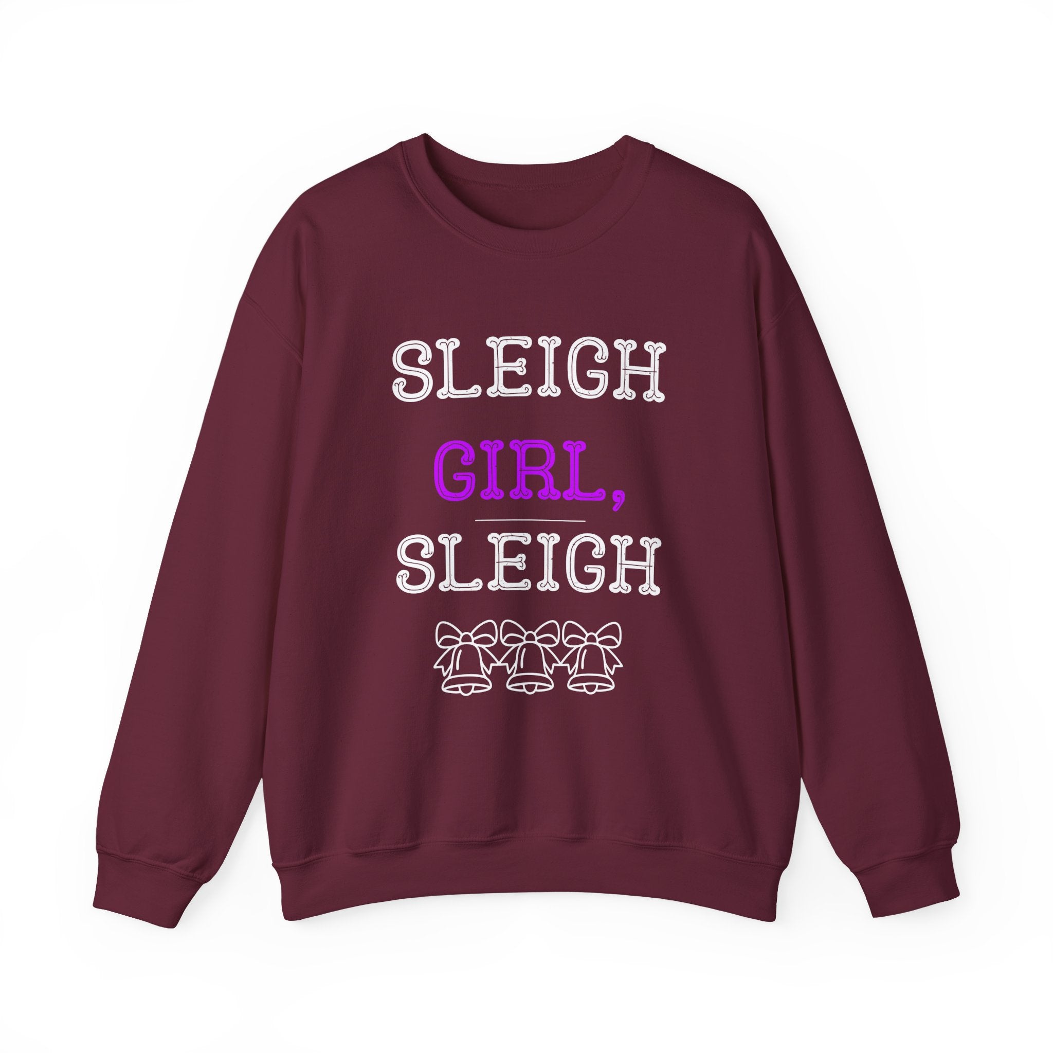 ‘Sleigh Girl Sleigh’ White Print Crewneck