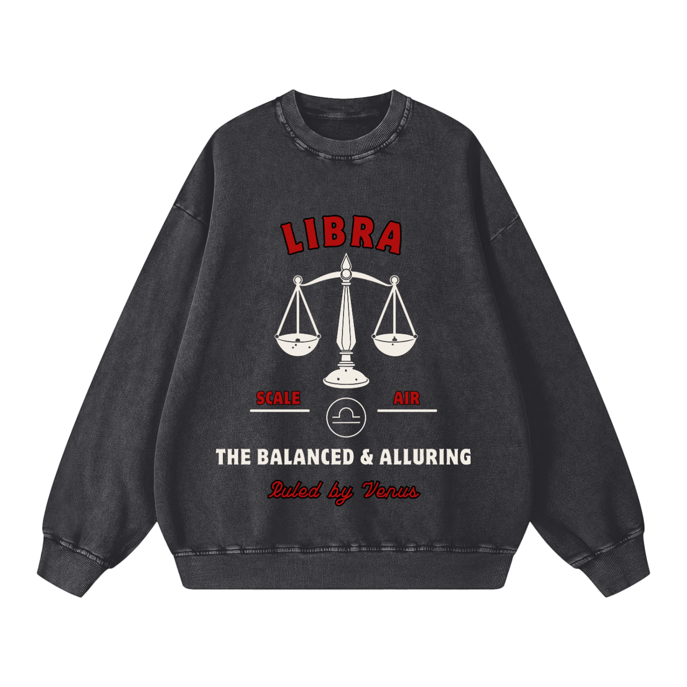 ‘Libra’ White Print CCC Zodiac Collection Crewneck